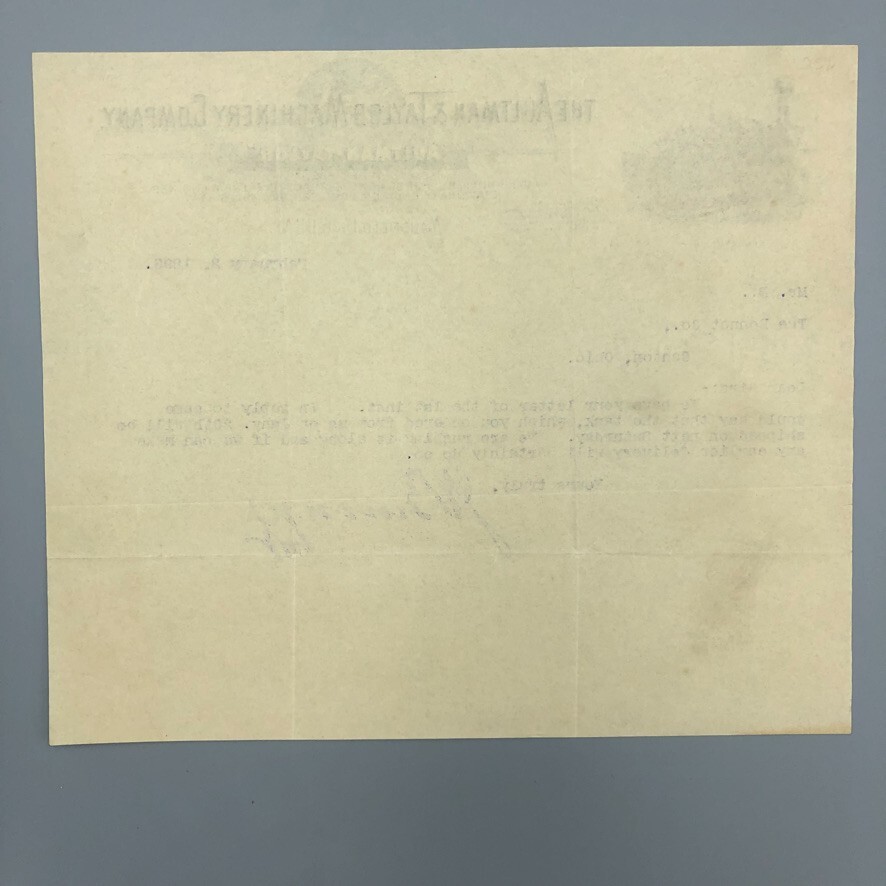 1898 AULTMAN TAYLOR Farm THRESHING Tractor ENGINE Letterhead Antique Advertising