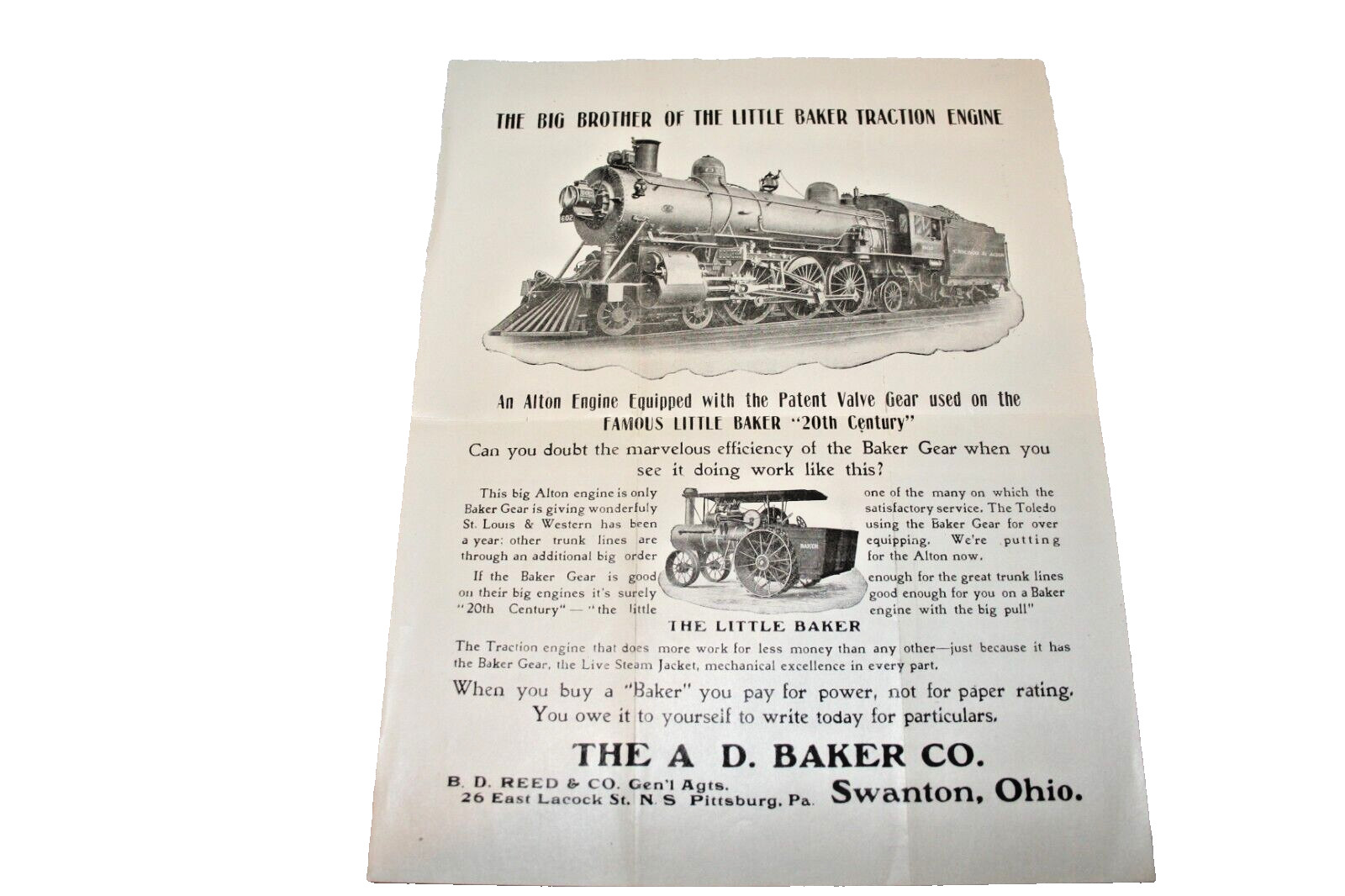 A.D. BAKER STEAM TRACTORS