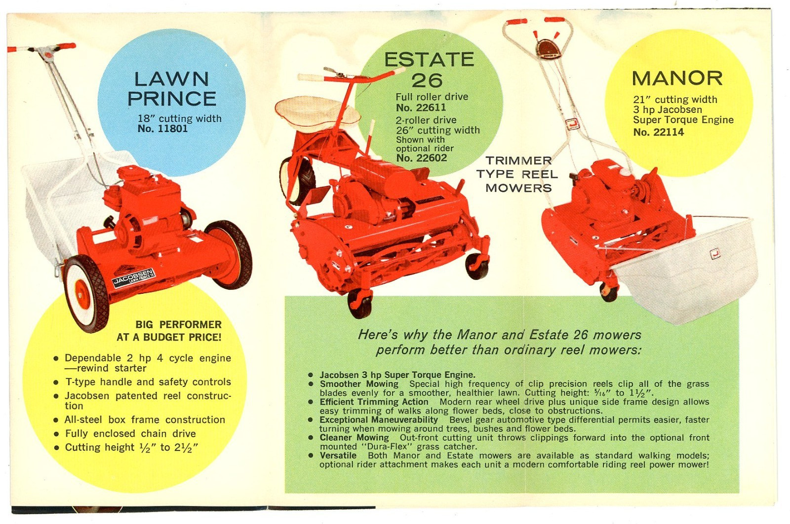Jacobsen Reel Mowers 1968 Lawn Prince Manor Estate 26 brochure Jacobsen Man&rsquo;f