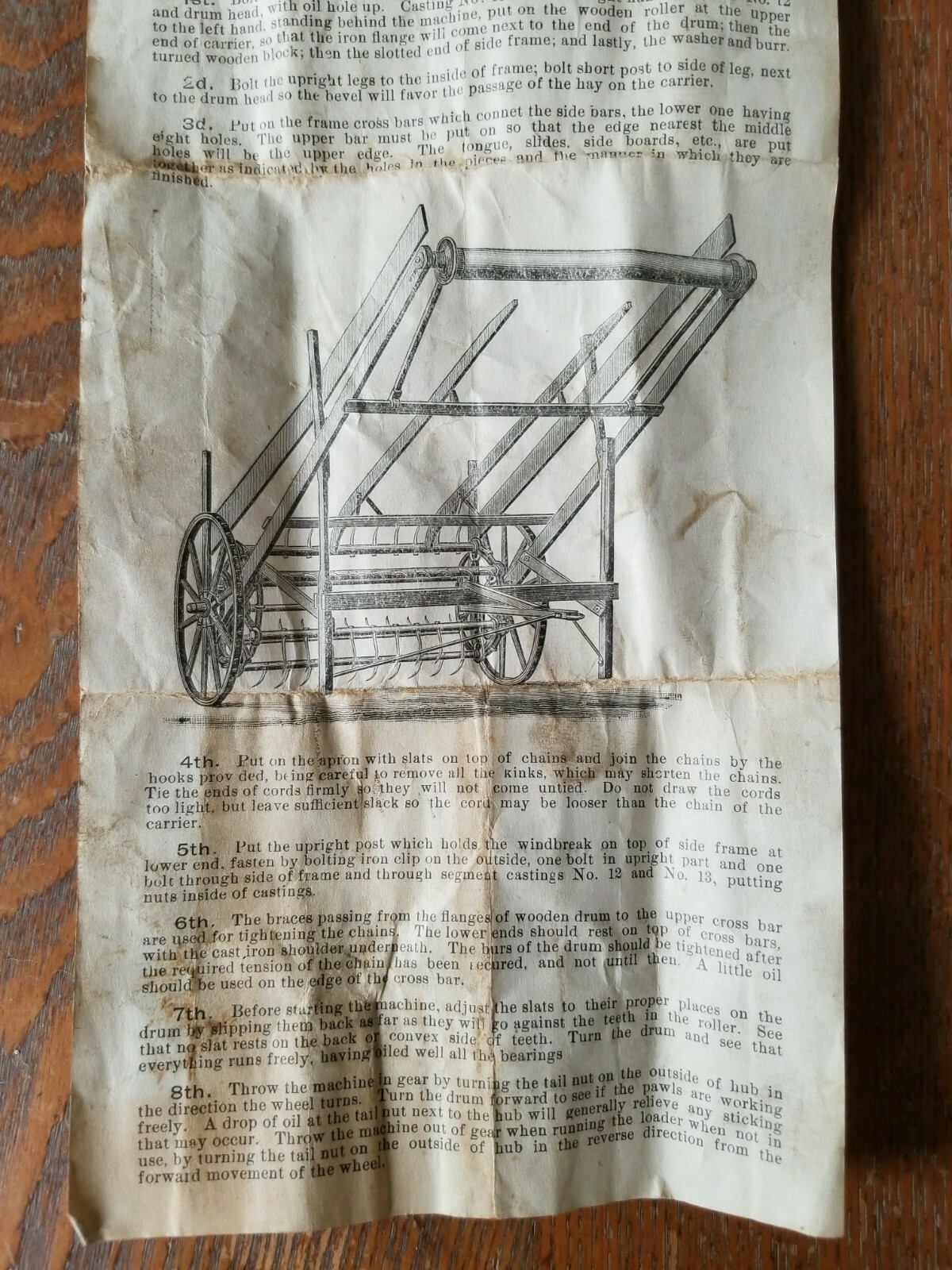 Very Early KEYSTONE Mfg. Co., Directions for Setting up the Keystone Hay Loader