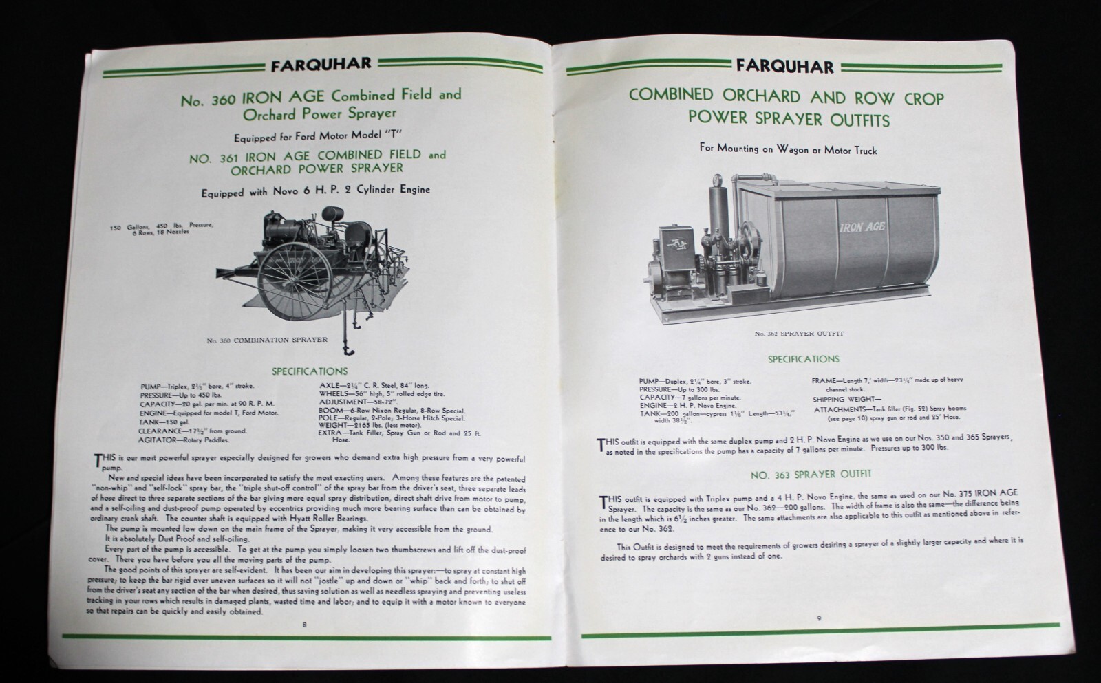 IRON AGE TRACTION AND POWER SPRAYERS FARMING EQUIPMENT SALES CATALOG EARLY 1900s