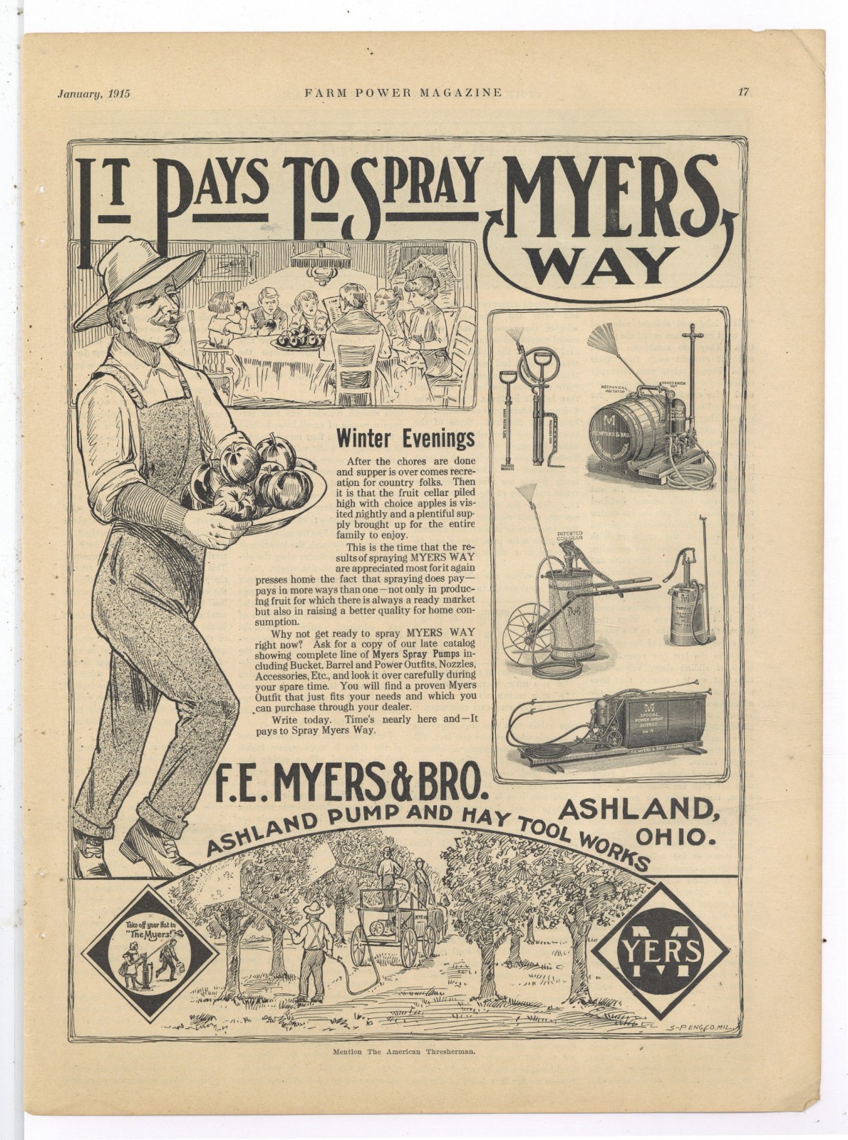 1915 F.E. Myers & Bro. of Ashland, OhiO Ad: Pump & Hay Tool Works