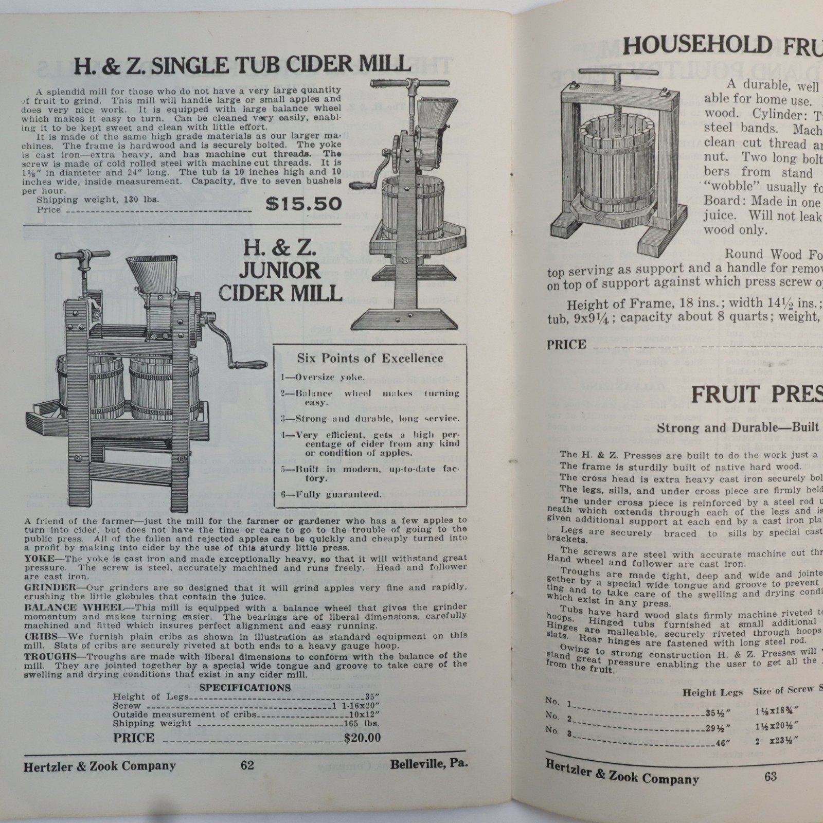 1931-1932 Hertzler & Zook Wood Sawing Machines Farm Tractor Implements Catalog