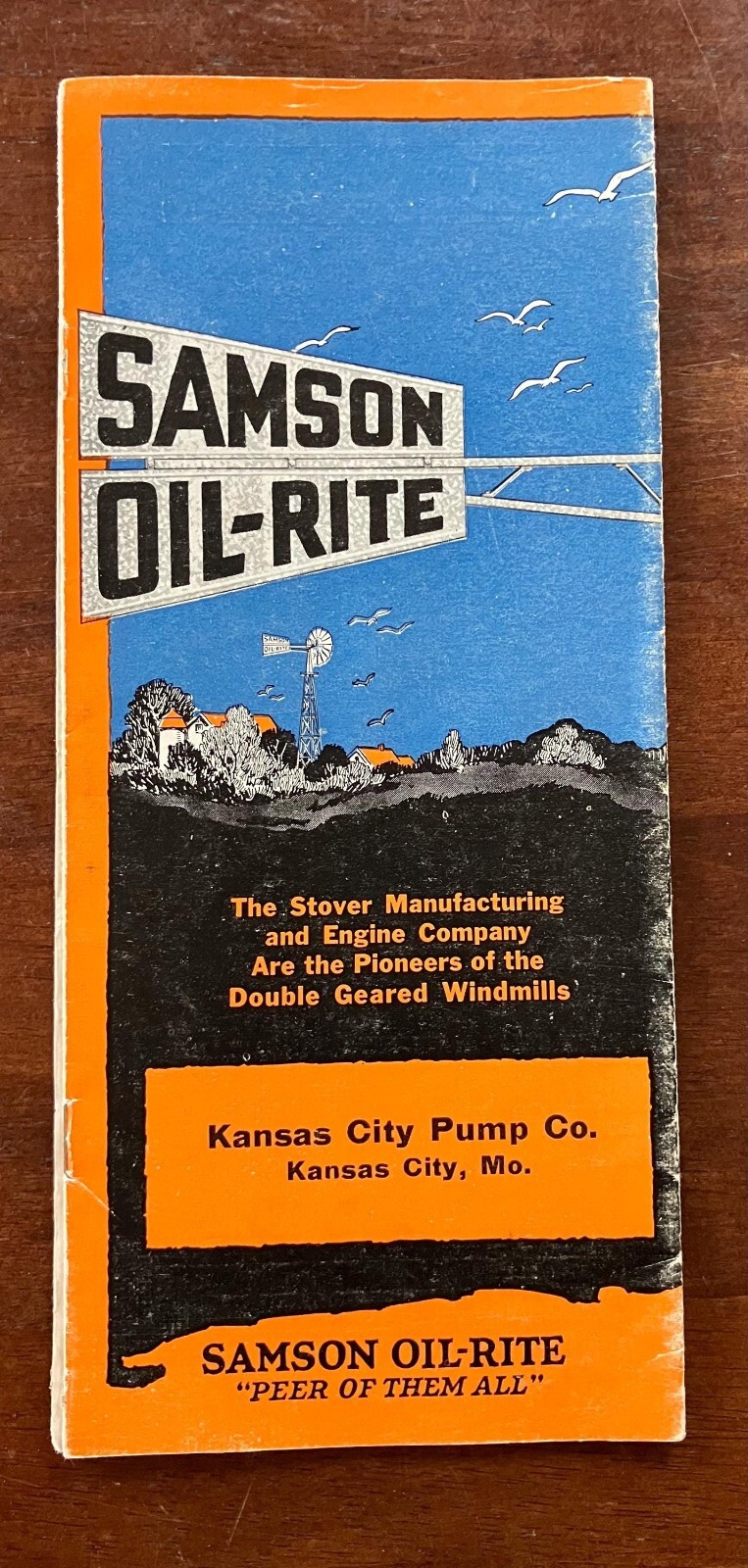 SCARCE! 1927 Samson Oil-Rite Double Geared Windmill Fold Out Brochure Advert