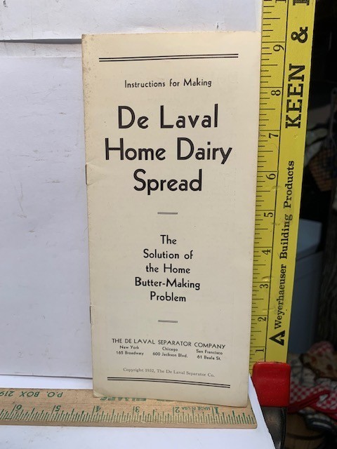 1932 DE LAVAL HOME DAIRY SPREAD THE SOLUTION OF THE BUTTER MAKING PROBLEM BKLT