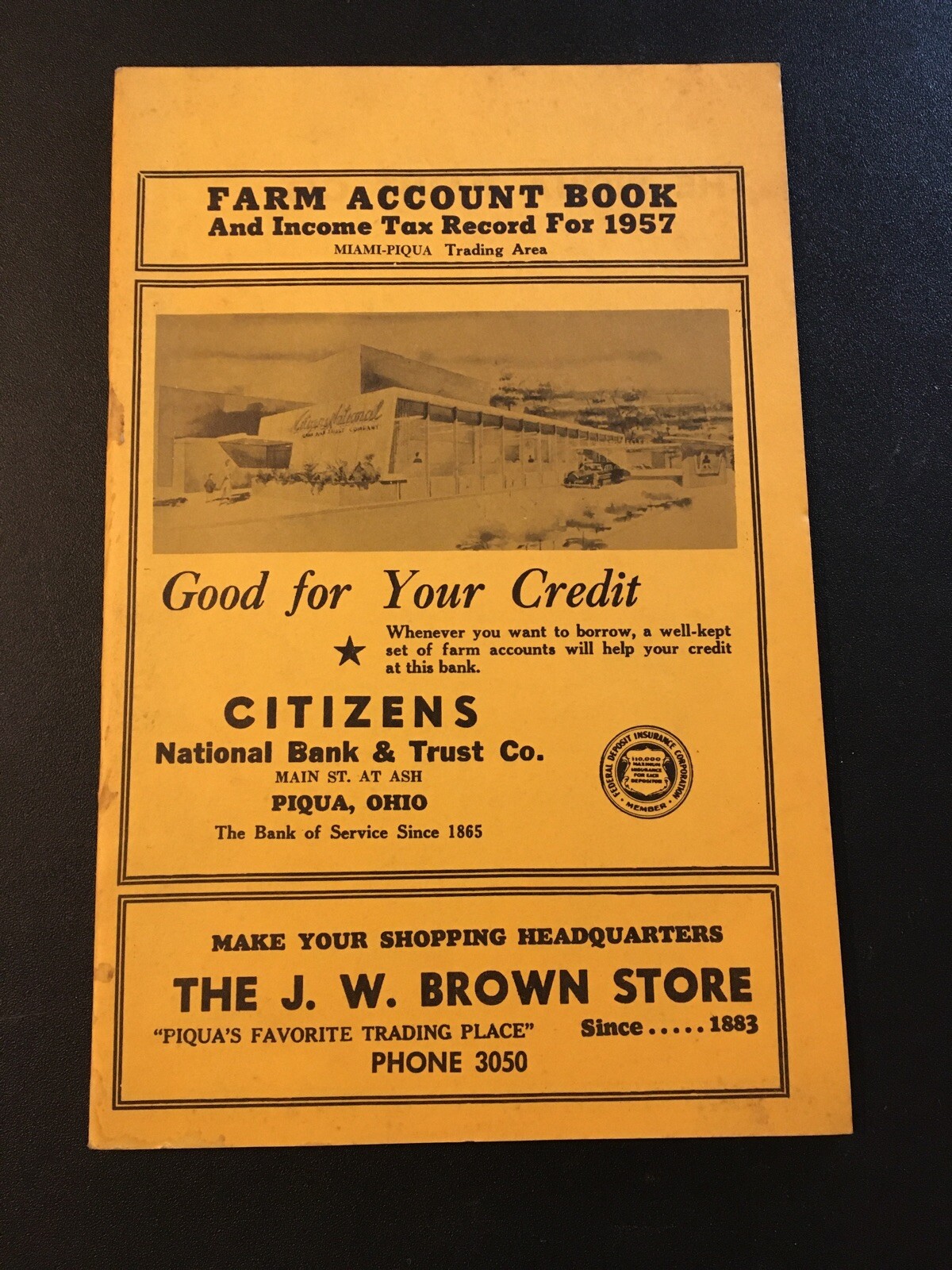 1957 Miami County Farm Account Book Piqua Troy Tipp City
