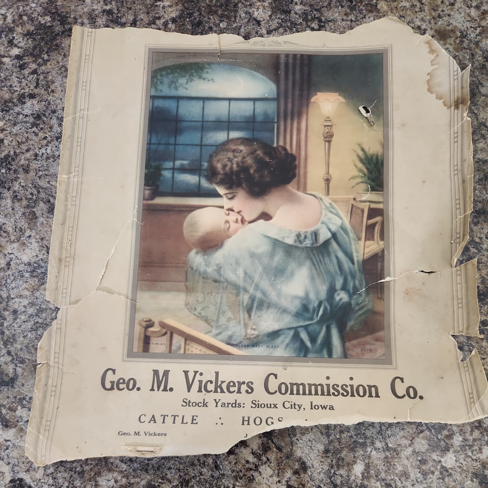 Geo M Vickers Commission Co Stock Yards Sioux City Iowa Calendar Top