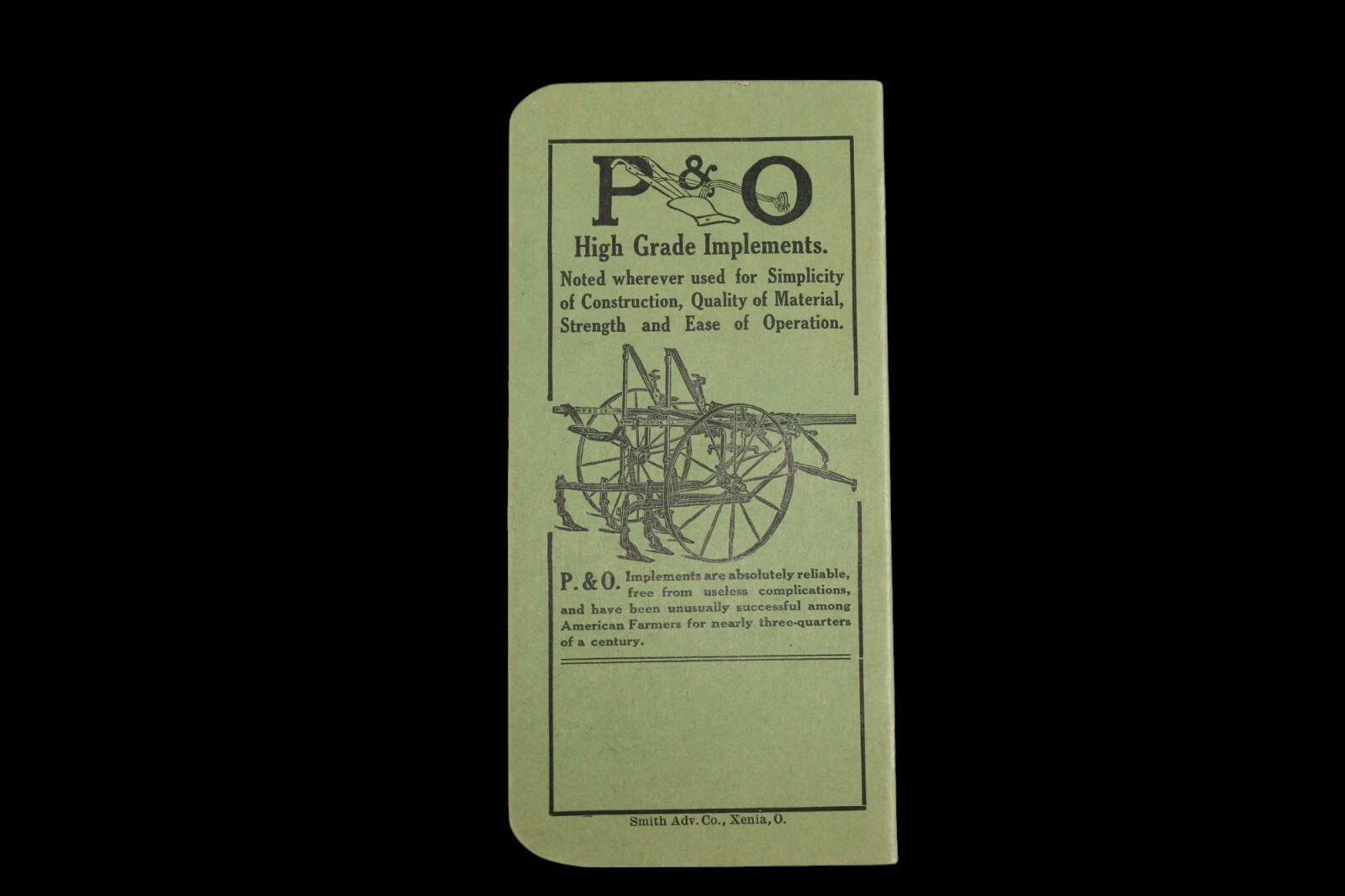 Antique P&O Parlin & Orendorff Horse Drawn Farm Implement Advertising Memo Book