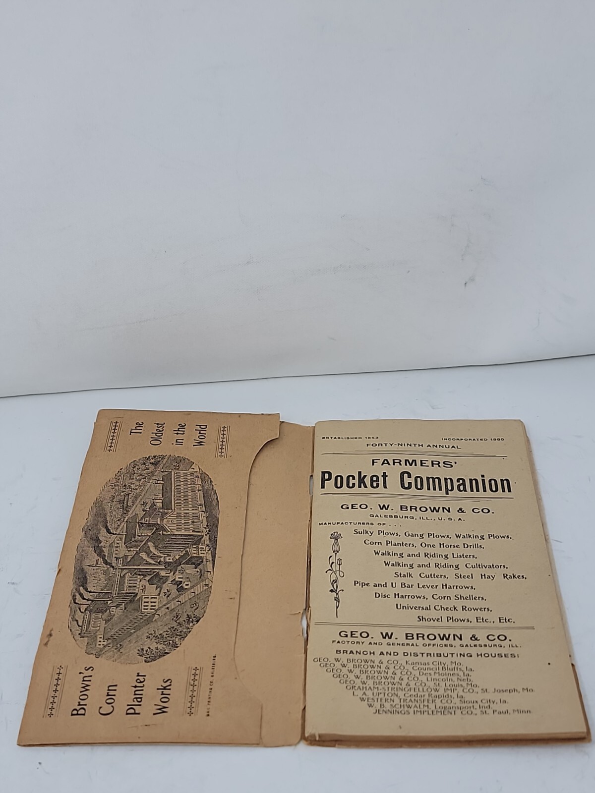 Vintage 1800s The Brown Sulky Gang And Walking Plows Pocket Companion Original