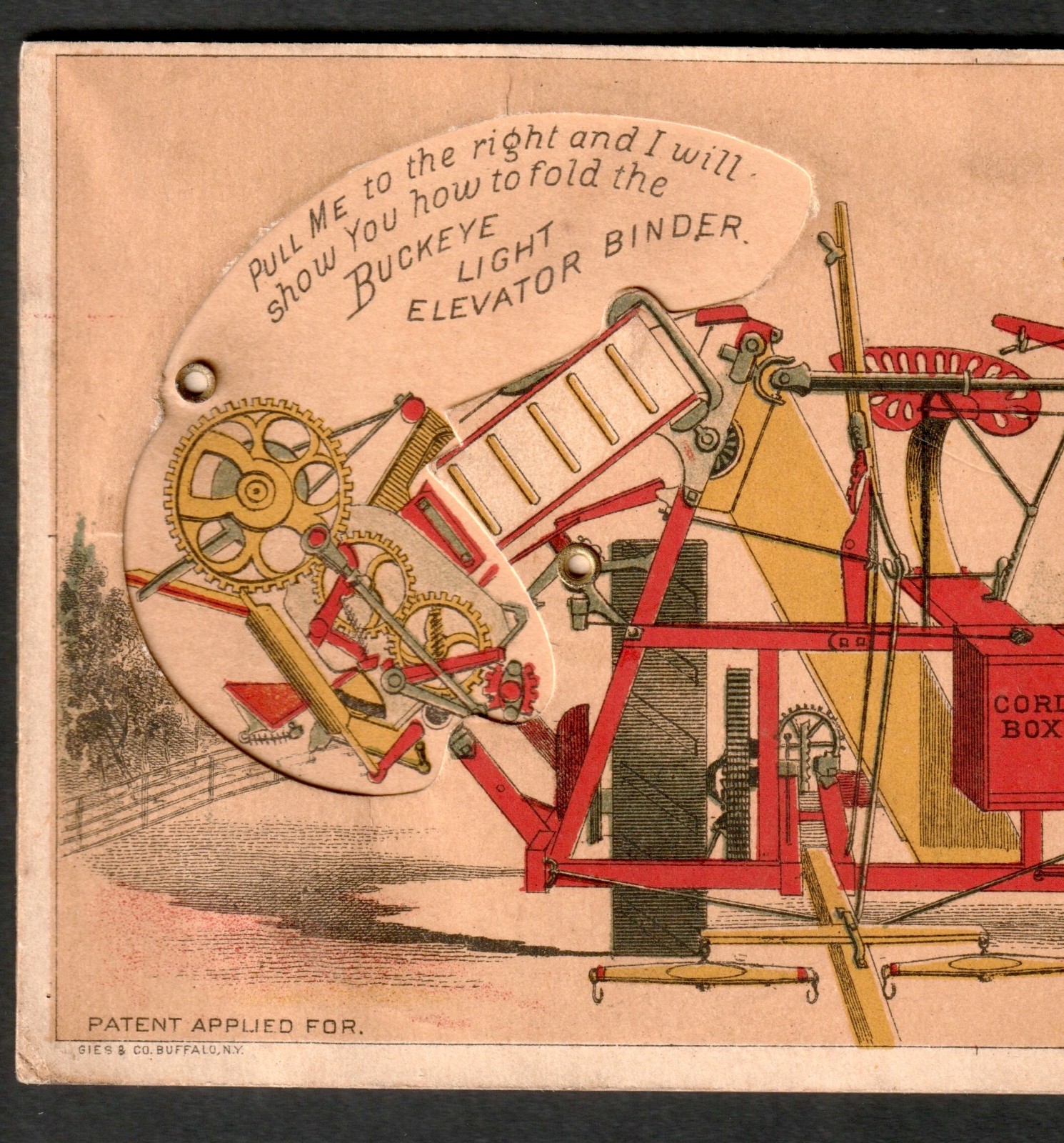 Mechanical Trade Card Buckeye Light Folding Binder Farm Machinery Novelty SR.f.B