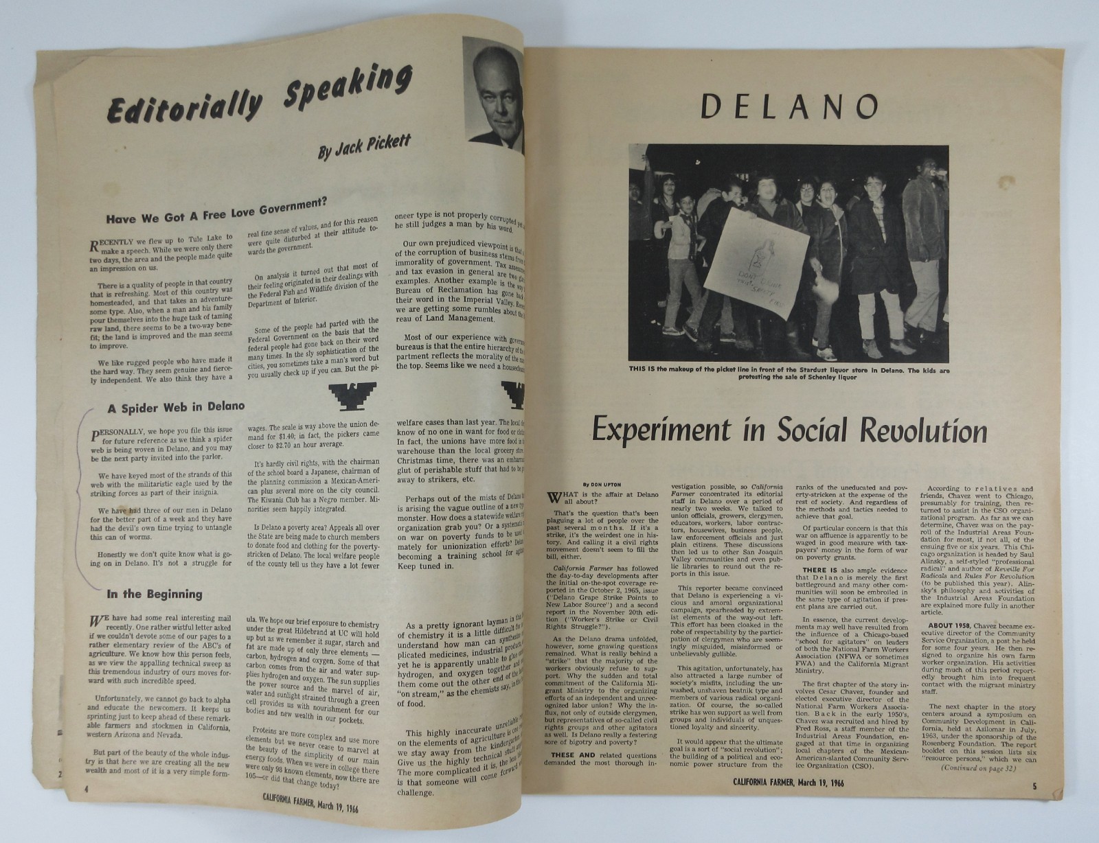 United Farm Workers Grape Boycott Caesar Chavez Farmer Magazine Delano CA 1966