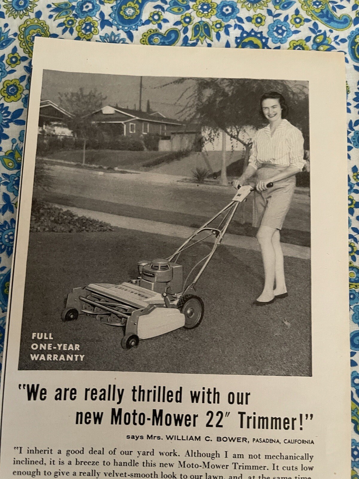 (3) Vintage 1959 Moto Mower Lawn Mower Print Ad Qty 3