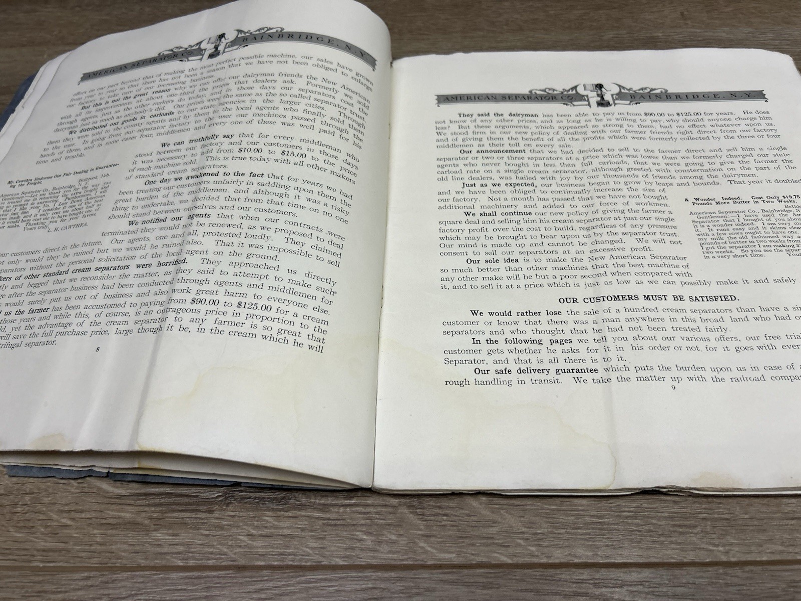 Antique Vintage Genuine American Cream Separator Co. Catalog
