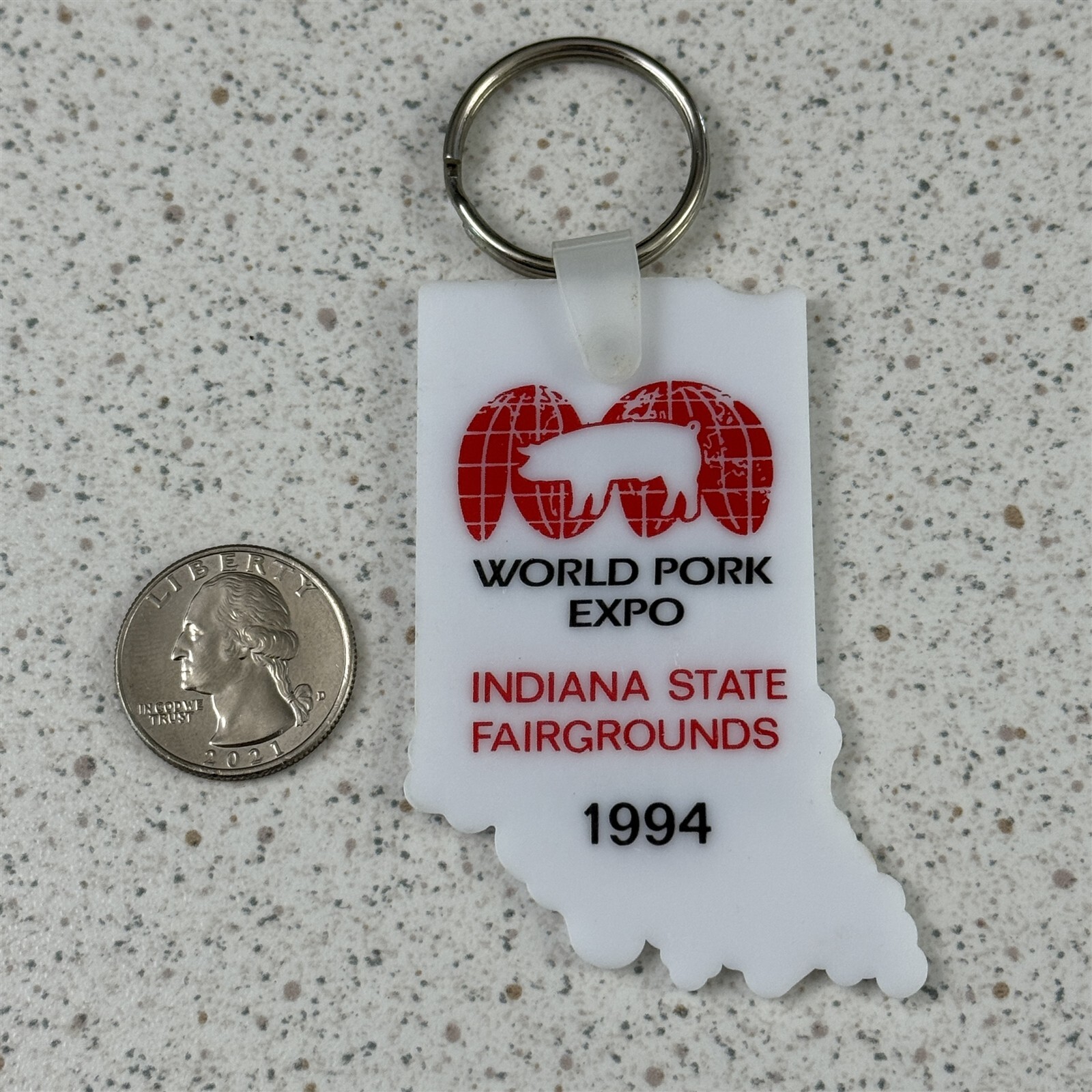 1994 Indianapolis World Pork Pig Expo Farming Souvenir Keychain Key Ring #50186