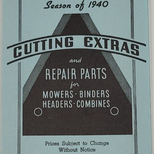 1939 Illinois Iron & Bolt Co. Cutting Extras Repair Parts Price List Mowers