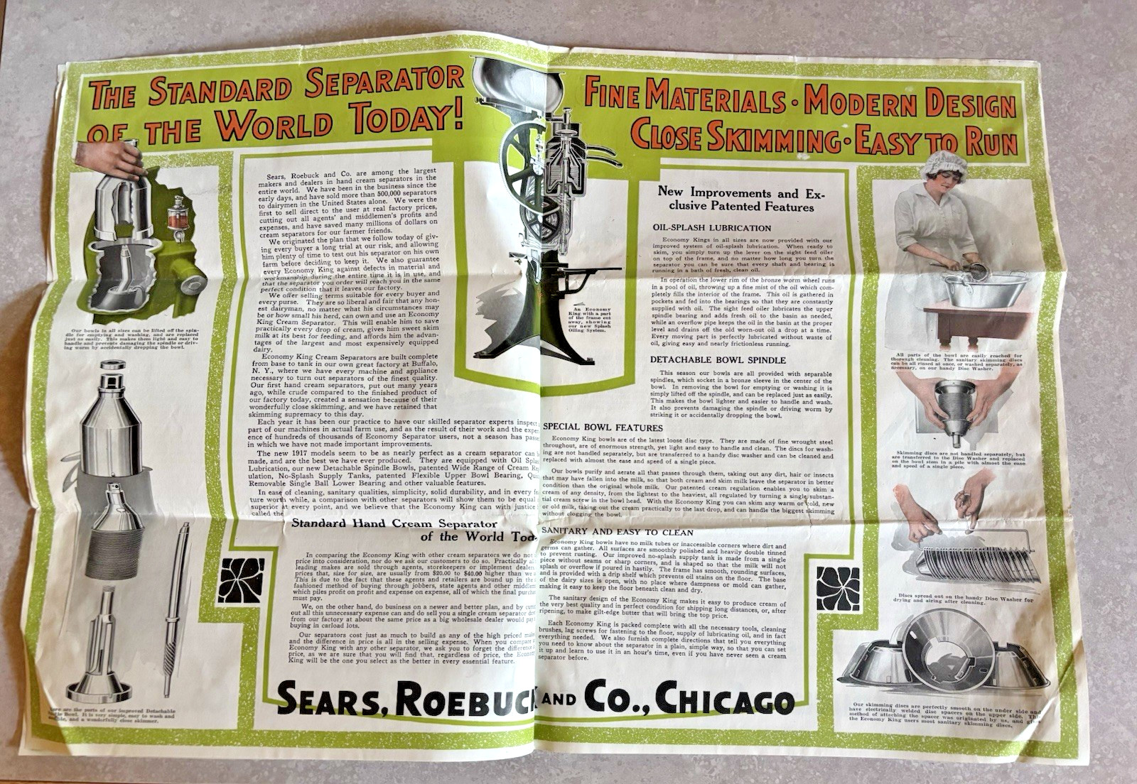 1917 Ad Brochure Sears Roebuck & Co. Economy King Cream Separators