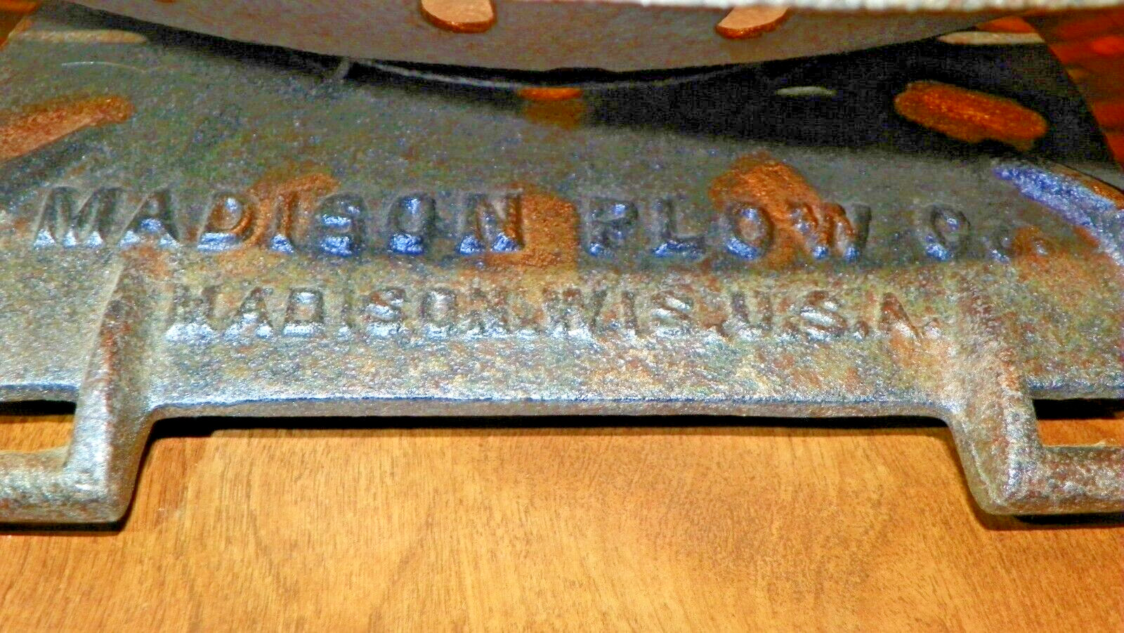 vtg madison plow co. metal tractor seat madison wis. usa about 17 » x 14 »