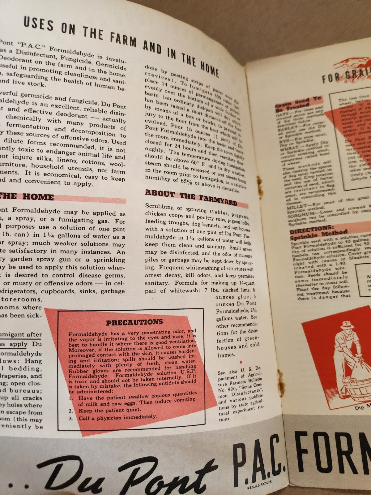 Vintage DUPONT Formaldehyde Brochure Farming Crop Disinfectant POISON