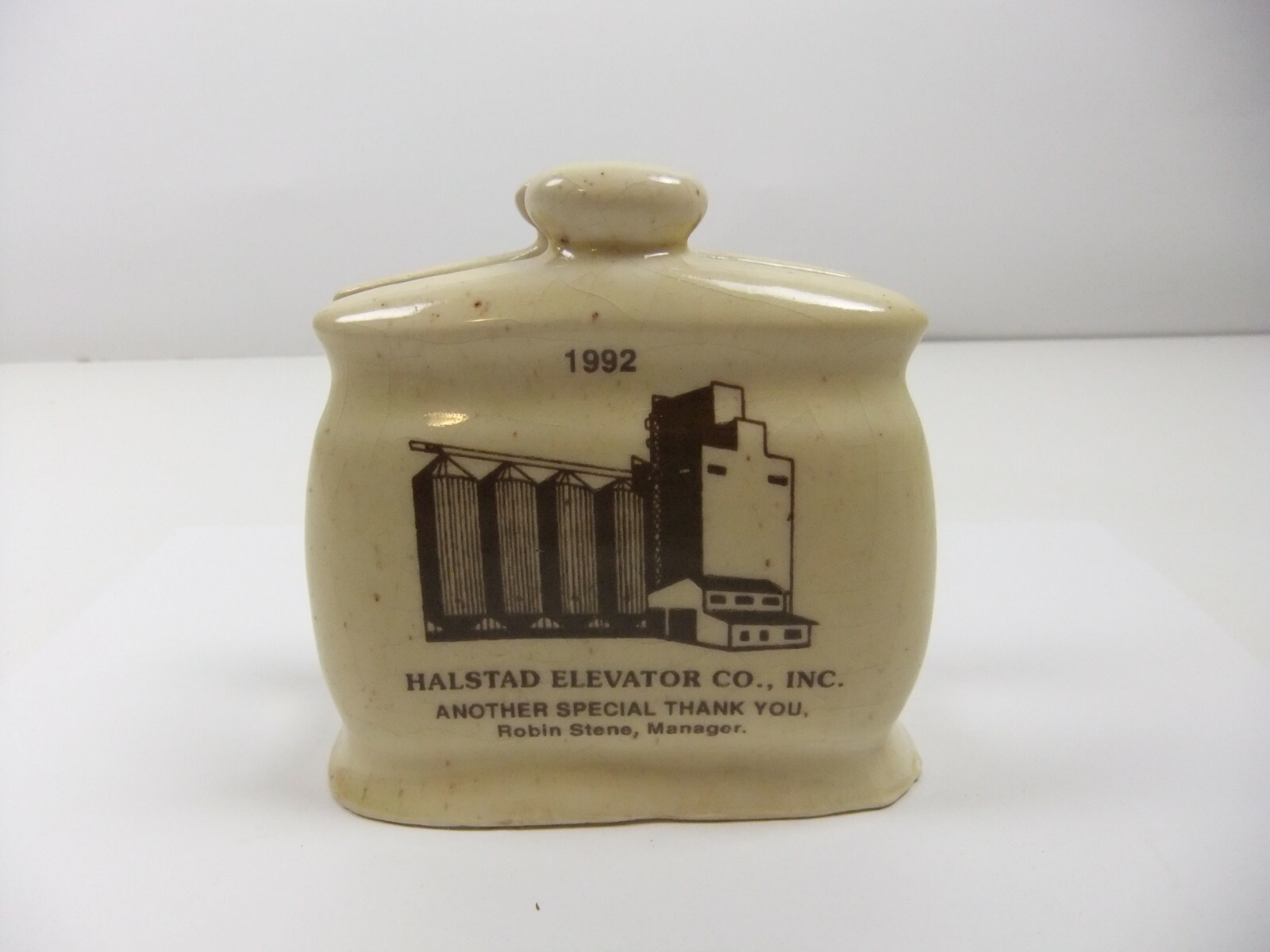 Halstad Elevator Co. Ceramic Napkin Holder Advertising