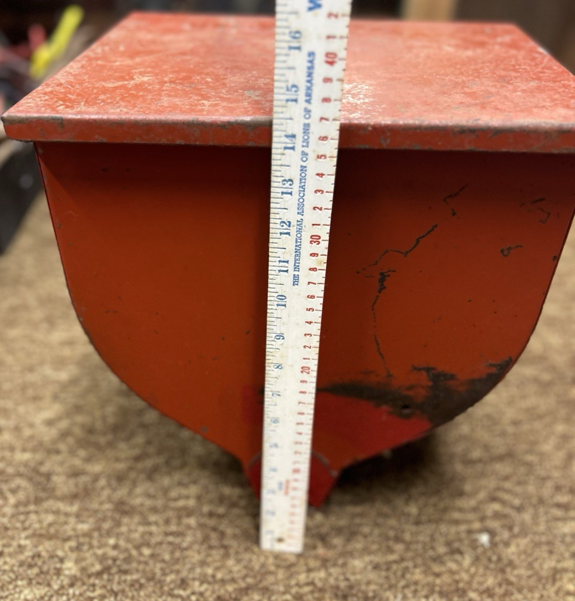 vintage Gandy model S902 farm seeder bin tank red agri collectible garden decor