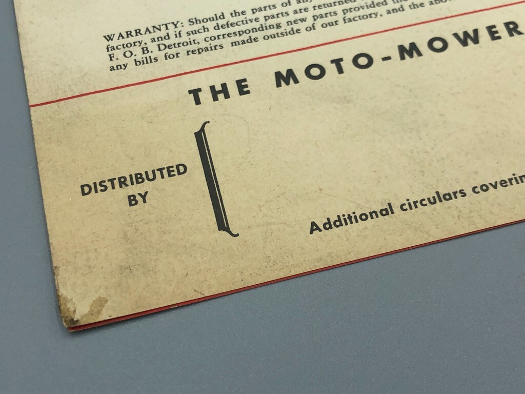 1940s MOTO-MOWER Green LAWN MOWER Vintage ADVERTISING Brochure BRIGGS & STRATTON