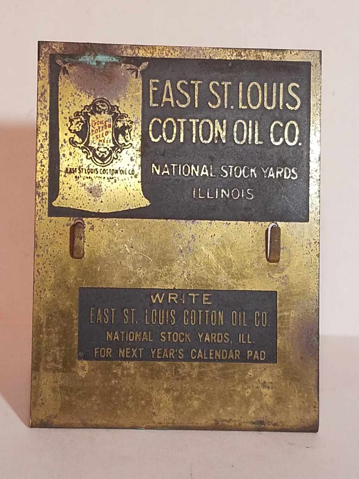 East St. Louis Cotton Oil Co. Calendar Holder, National Stock Yards