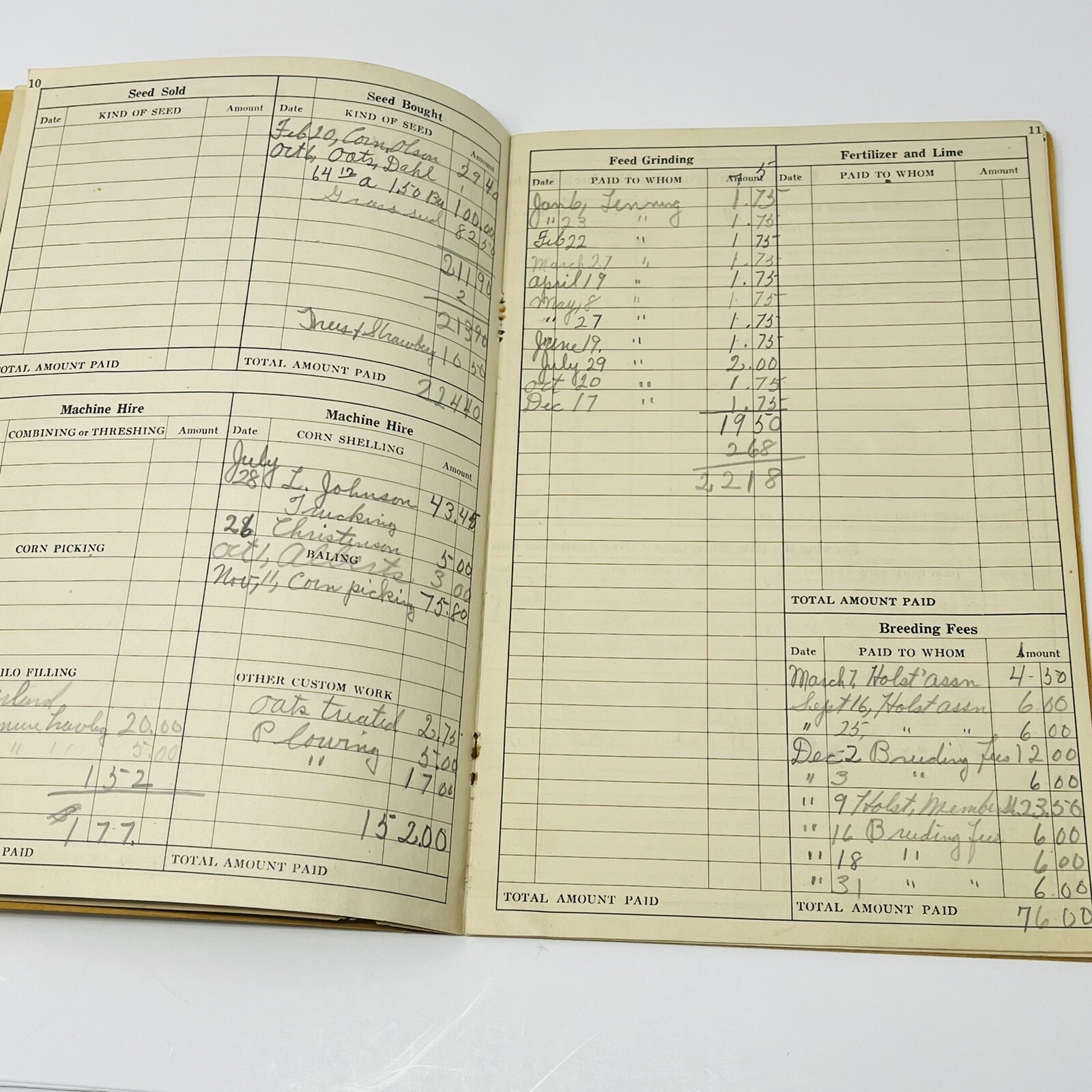 1944 1945 Practical Farm Record Book Jewell Rendering Iowa Falls IA Filled Out