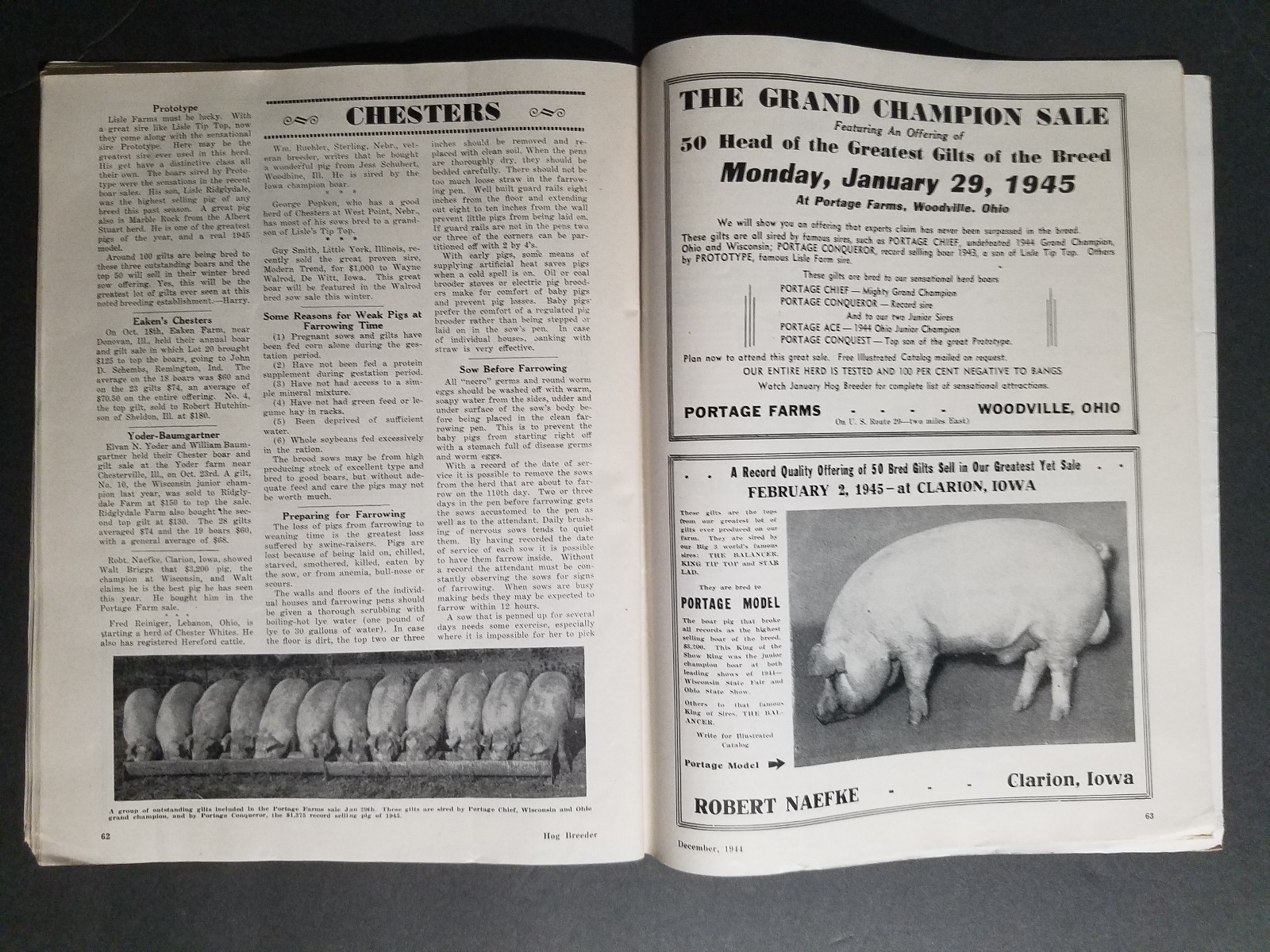 December 1944 Hog Breeder Magazine