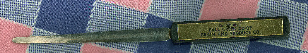 Older Letter Opener Compliments Fall Creek Co-Op Grain & Produce Co 8 1/2&Prime; Long