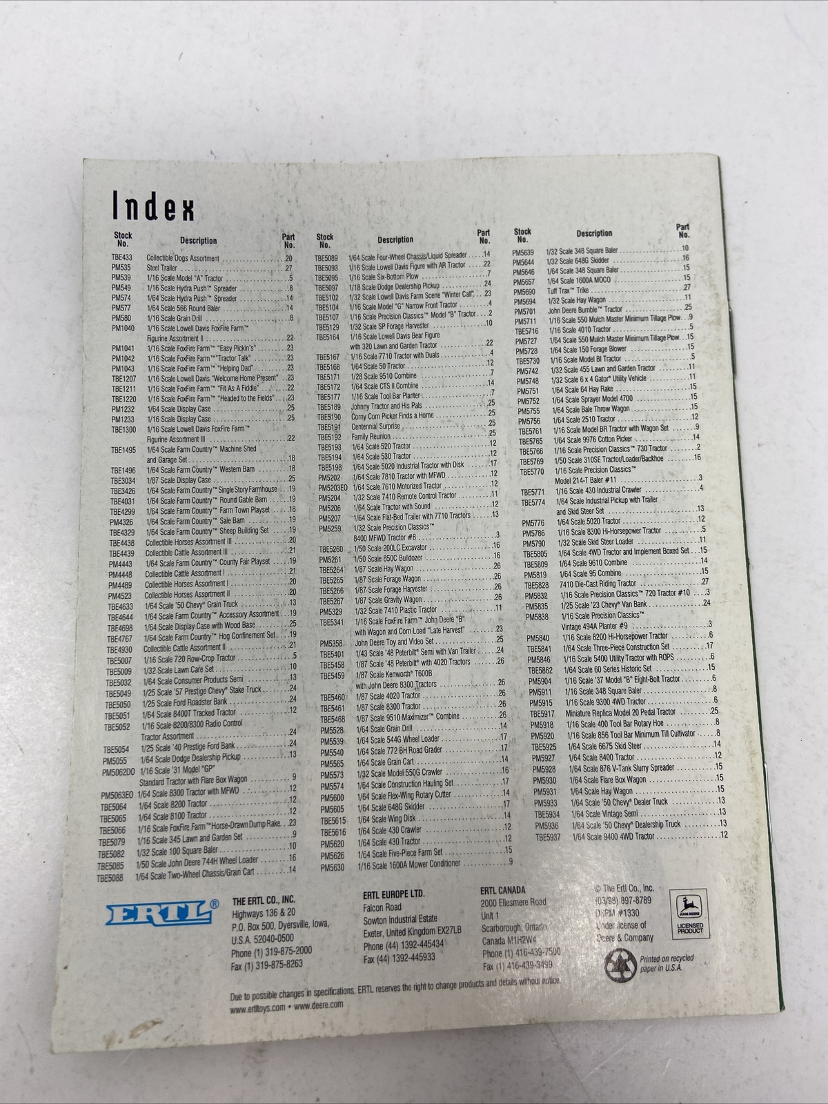 Vintage 1998 John Deere ERTL Toy Catalog Booklet 28 pages
