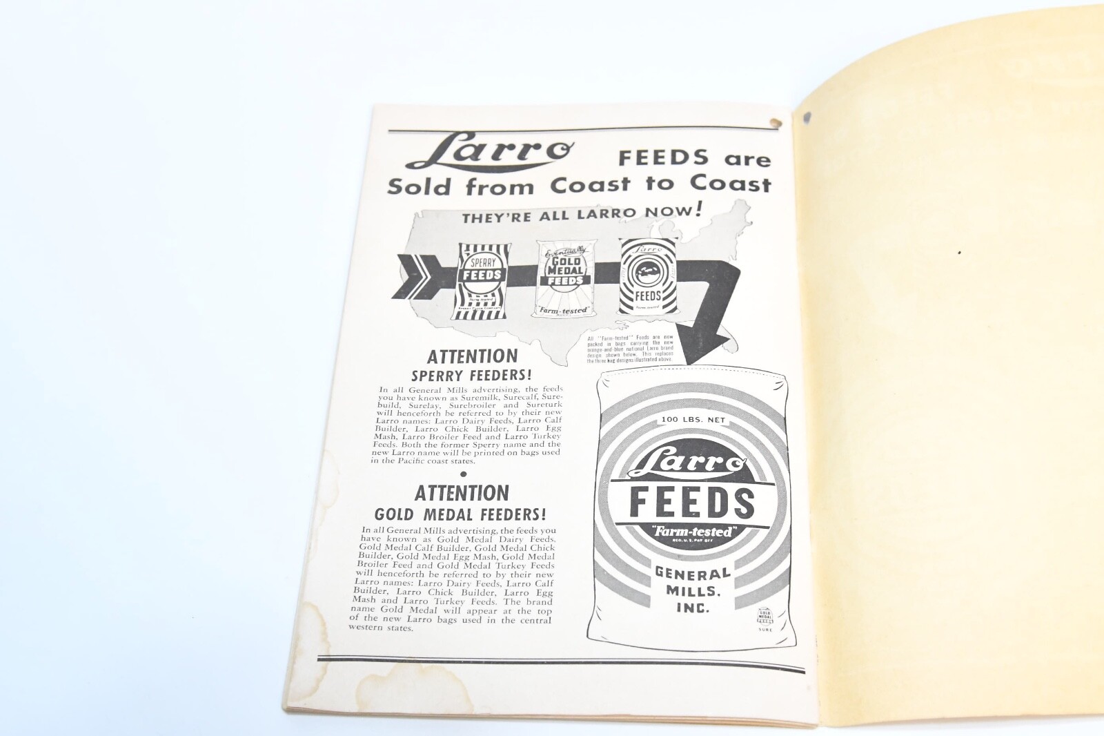 1943 GENERAL MILLS LARRO FEEDS PIG SENSE HOG DOLLARS ADVERTISING PUBLICATION