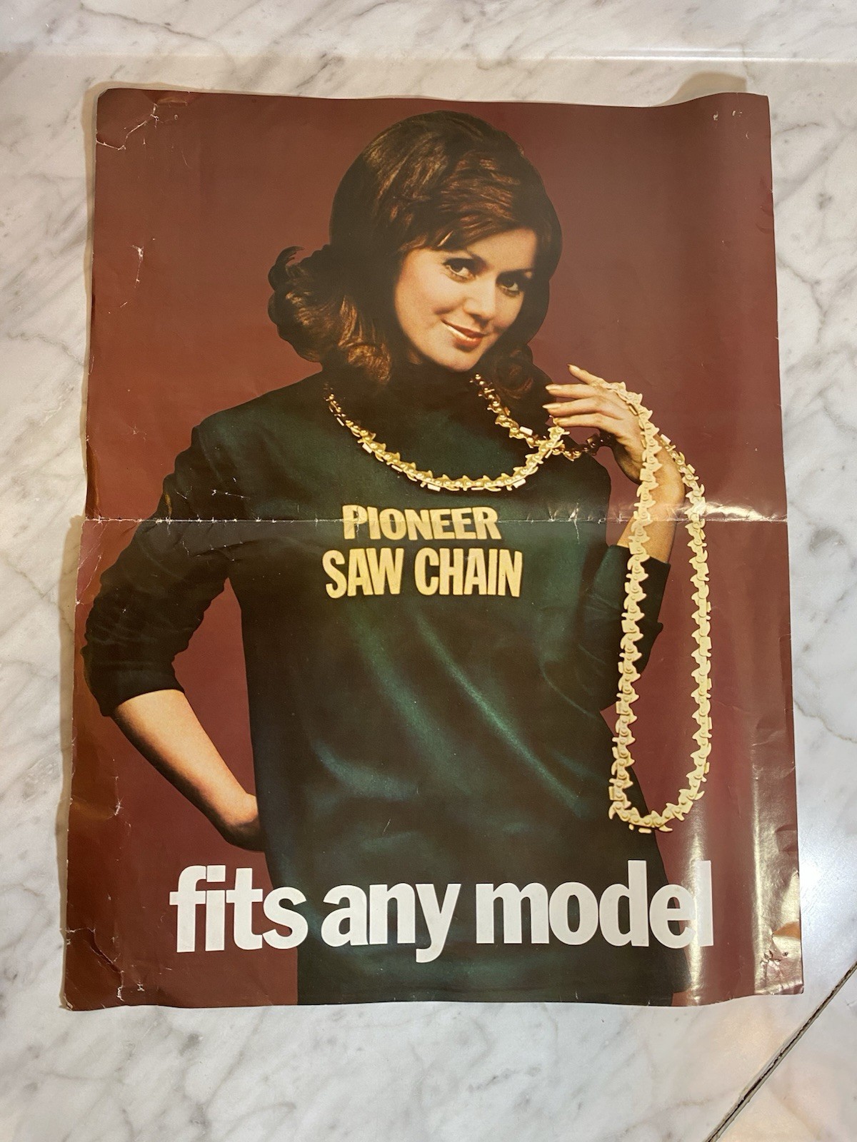 Vintage Pioneer Chain Saws – Saw Chain Advertising Poster Sign 18&Prime;x14&Prime;