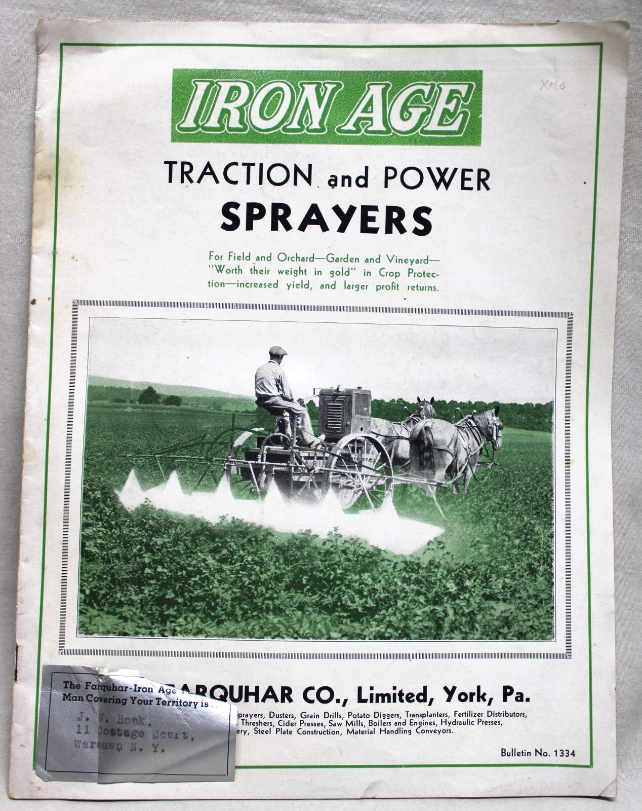 IRON AGE TRACTION AND POWER SPRAYERS FARMING EQUIPMENT SALES CATALOG EARLY 1900s