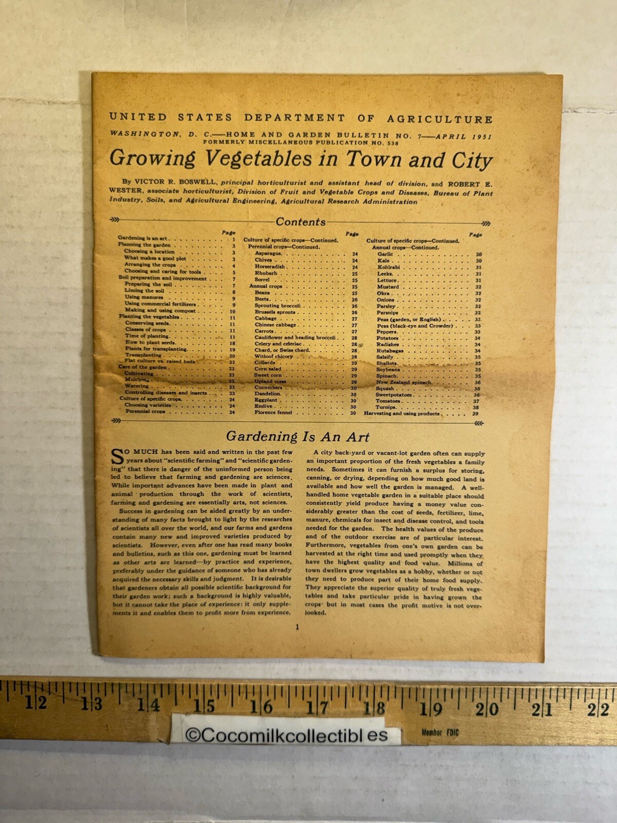 Vintage 1951 United States Department of Agriculture Growing Vegetables Brochure