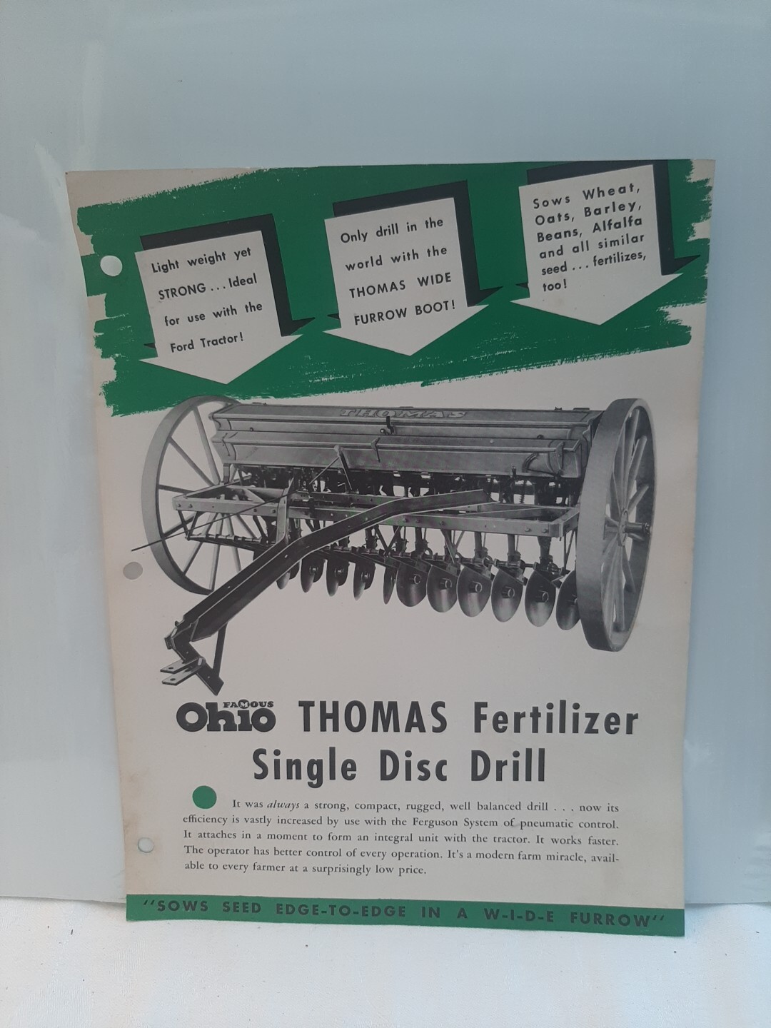 Ohio Thomas Fertilizer Single Disc Drill Info Sheet