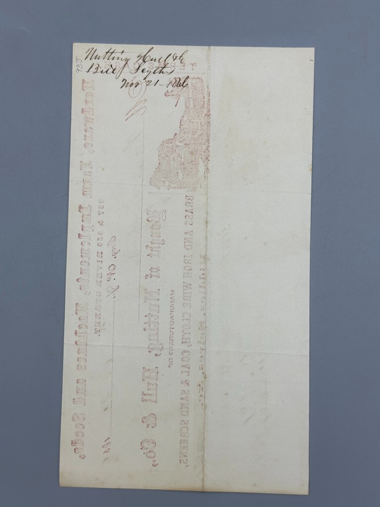 1866 FARM Machinery HARDWARE Seeds TROY NY Advertising Billhead Nutting Hull Inv