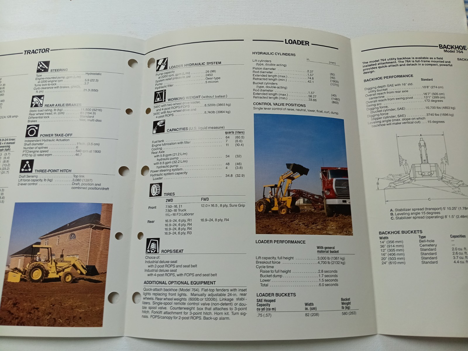 Ford Tractor 345C Loader Dealer Sales Trifold Brochure Specifications