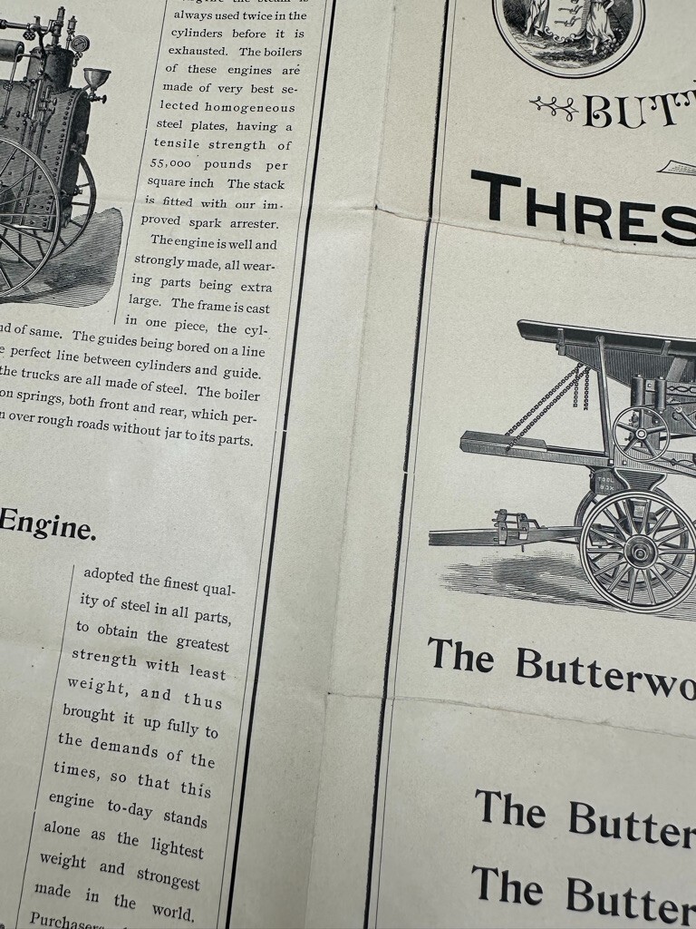 1890s BUTTERWORTH THRESHING MACHINE Farm ENGINE Advertising TRENTON NJ Antique