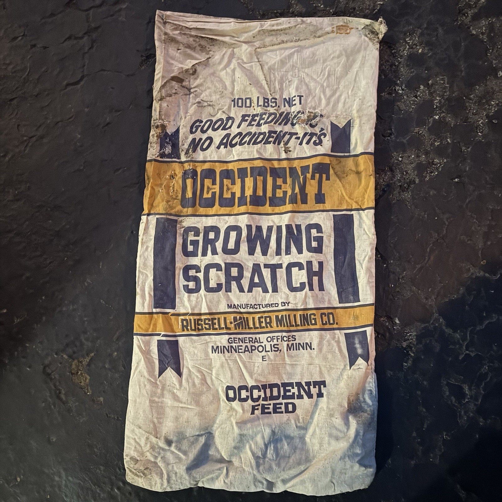 Russell Miller Milling Company 100lb Occident Cloth Feed Sack Minneapolis Minn