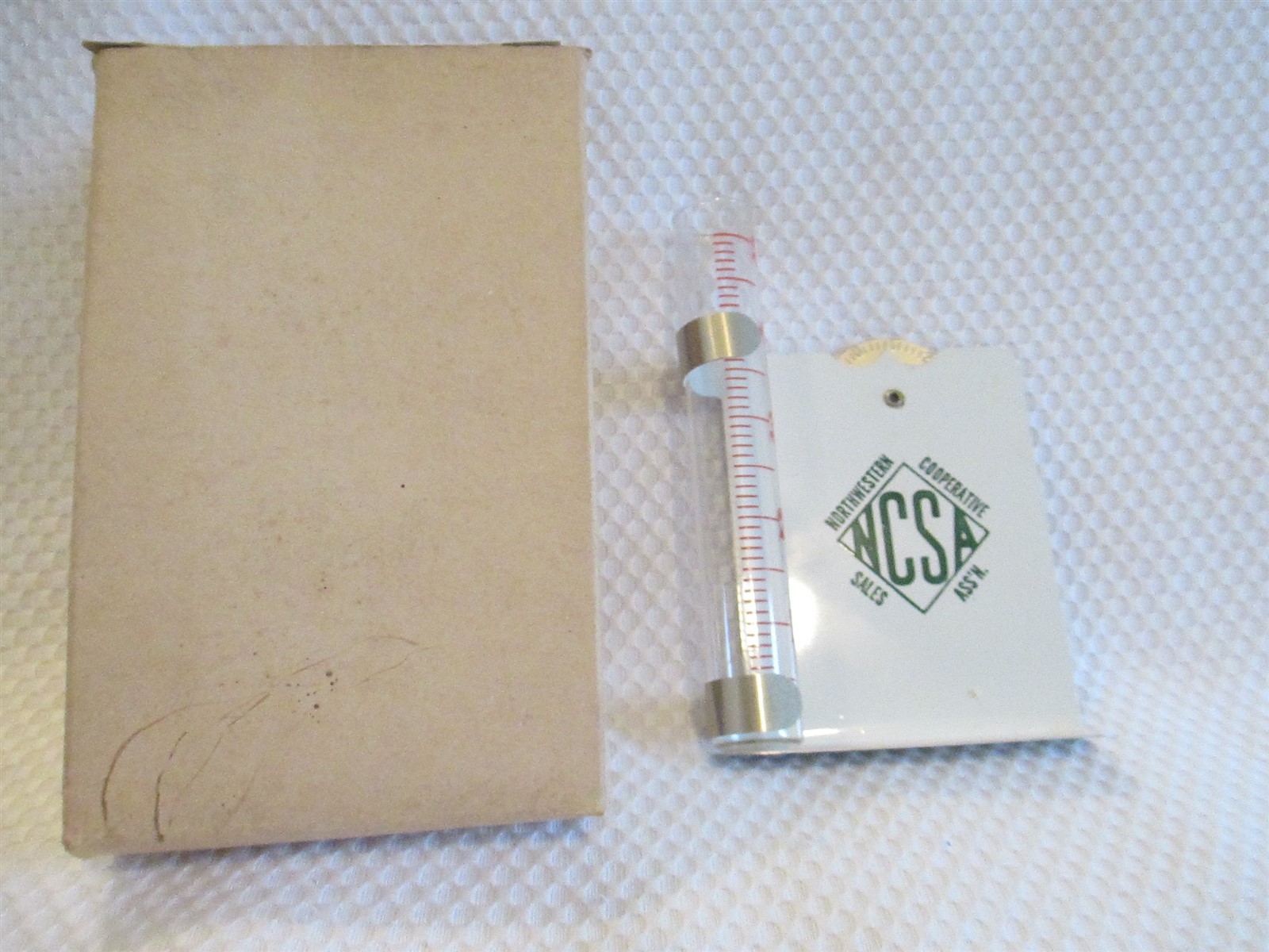 VINTAGE AG METAL ADVERTISING NORTHWESTERN OHIO CO-OP ASSN RAIN GAUGE USA W/BOX