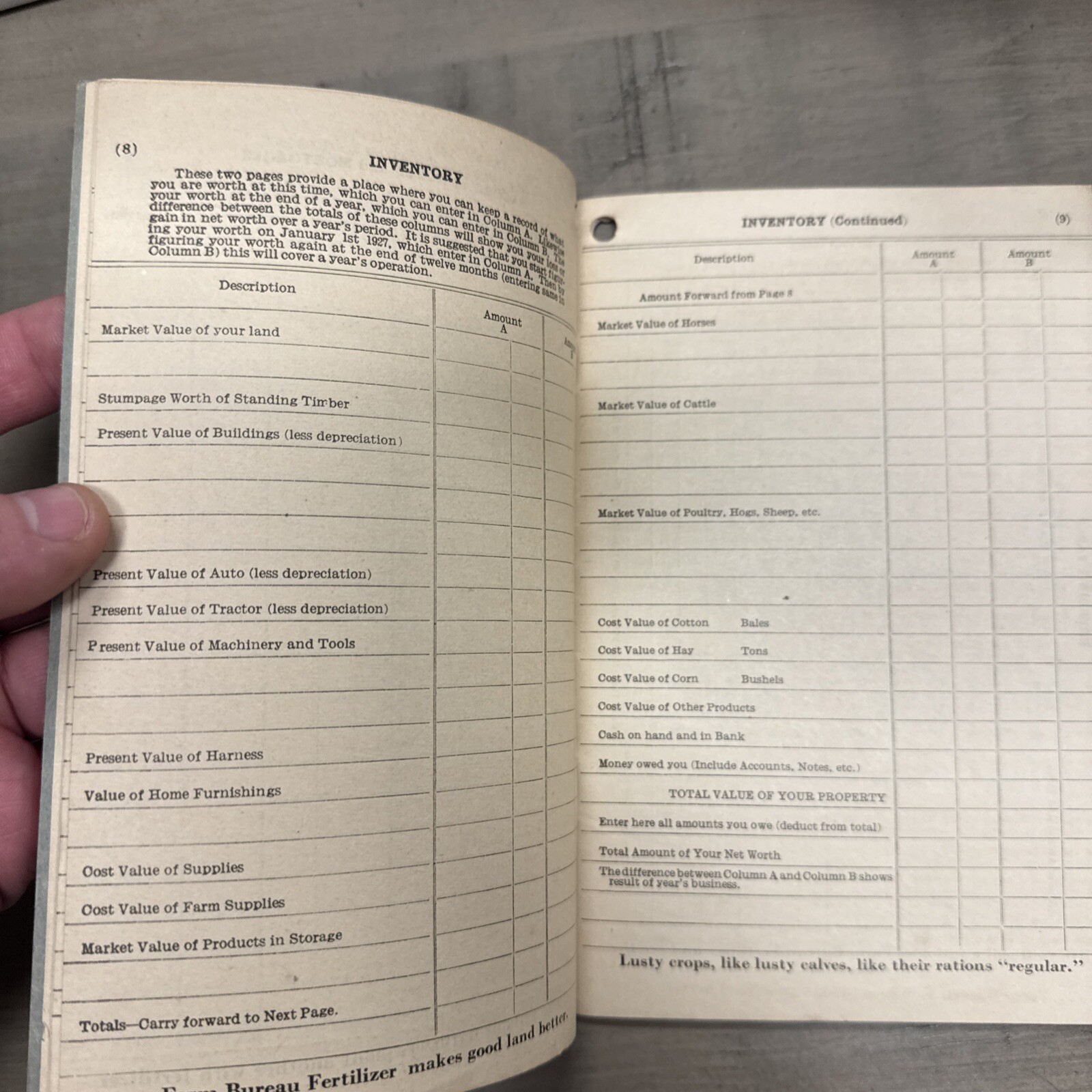 1927 Farm Record Book – Ohio Farm Bureau / Tennessee Copper