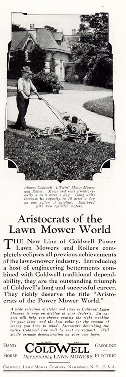 1929 Coldwell: Aristocrats of the Lawn Mower World Vintage Print Ad