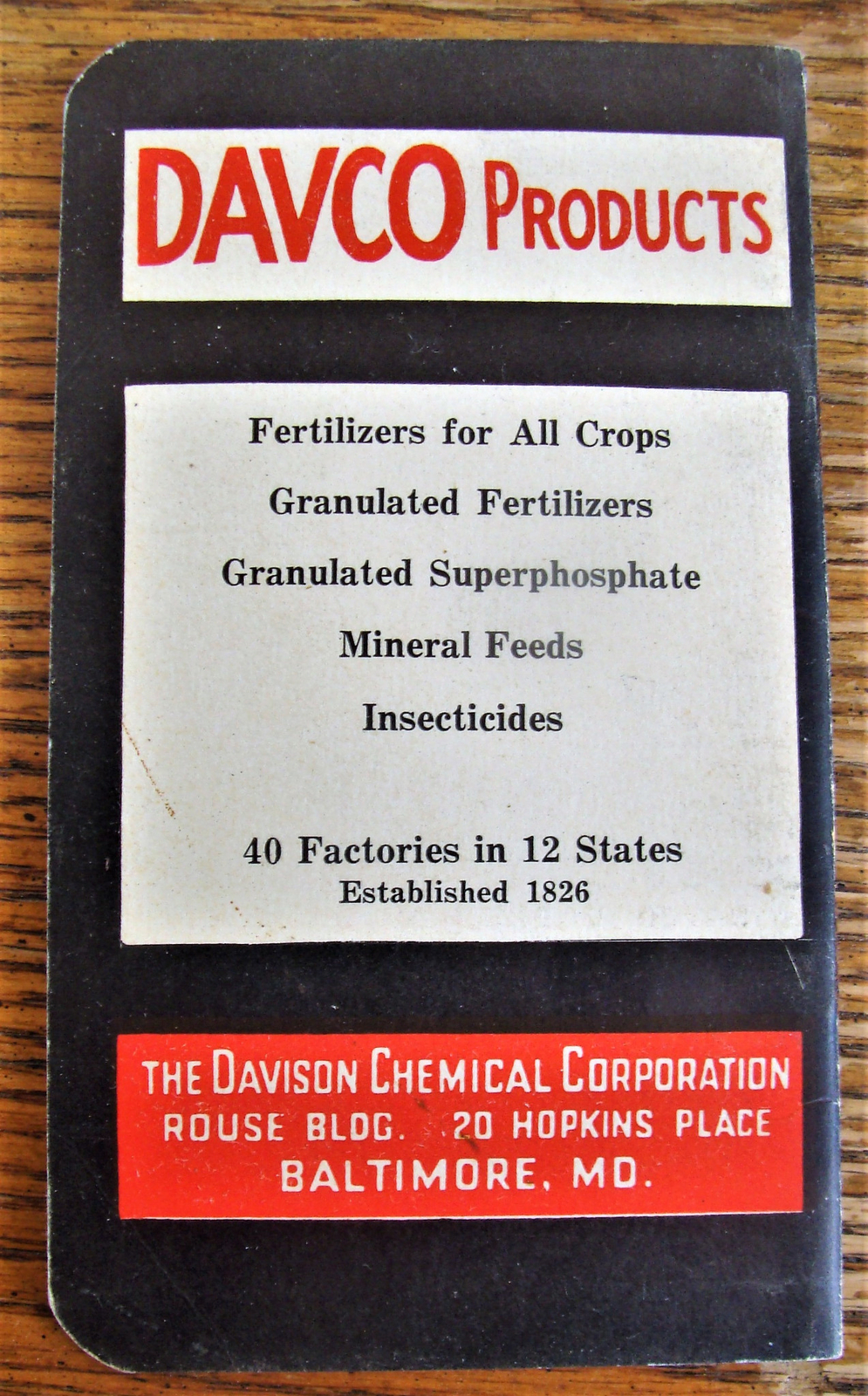 Vtg Davco Fertilizer Insecticides Pocket Memo Book Davison Chemical Baltimore MD