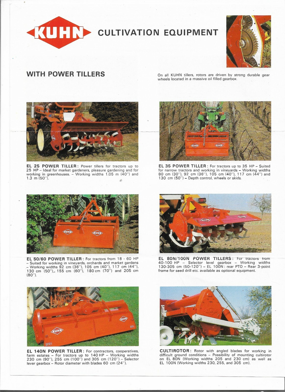 Original Kuhn Cultivation Euipment Power Tillers Harrows Sales Brochure # 2832GB
