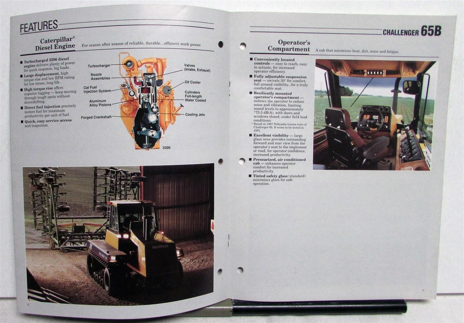 1991 Cat 65B Agricultural Tractor Challenger Specs Construction Sales Brochure