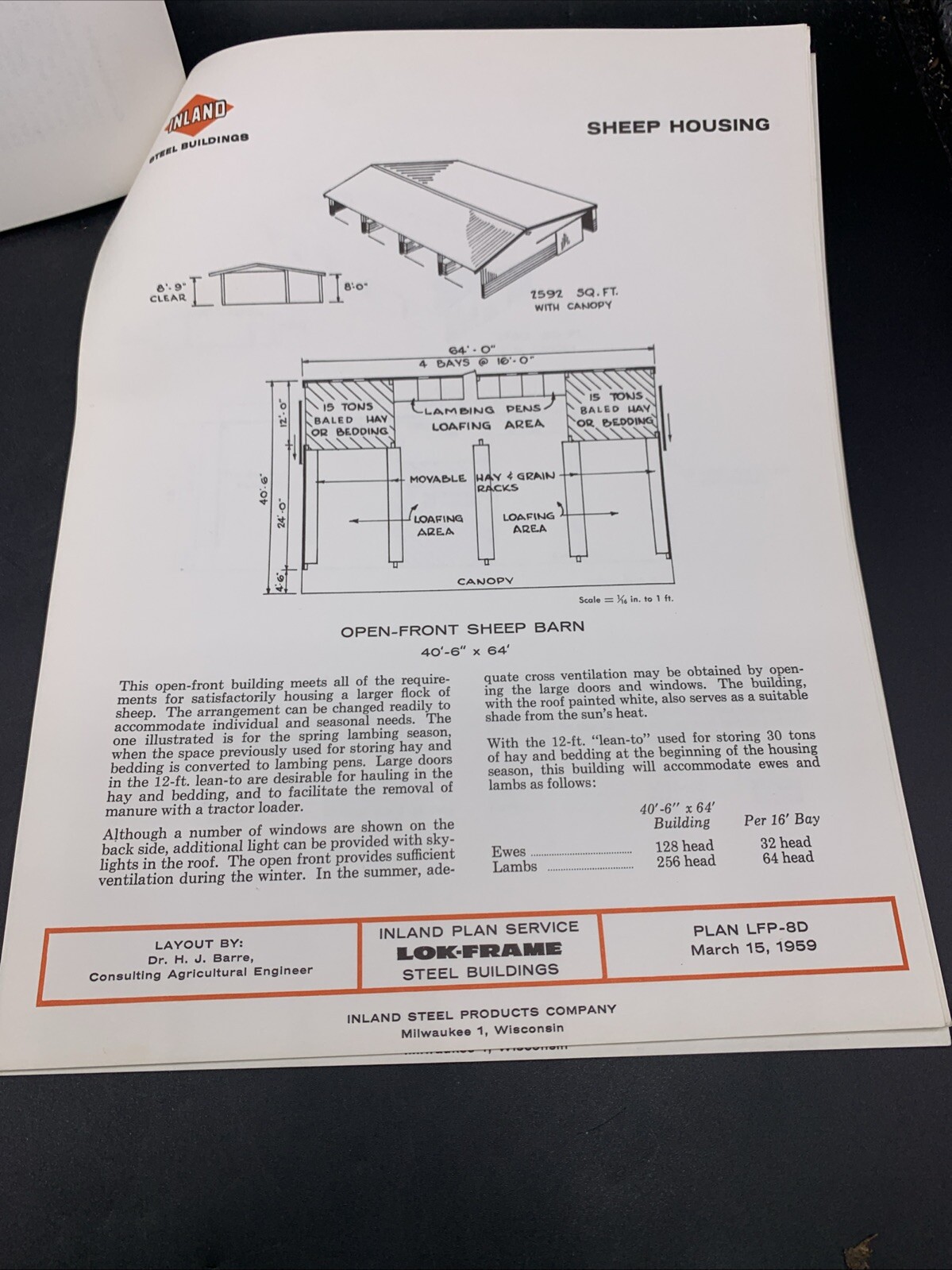 Rare 1959 Inland Steel Agricultural Buildings Plans & Specs-Hogs-Sheep-Poultry