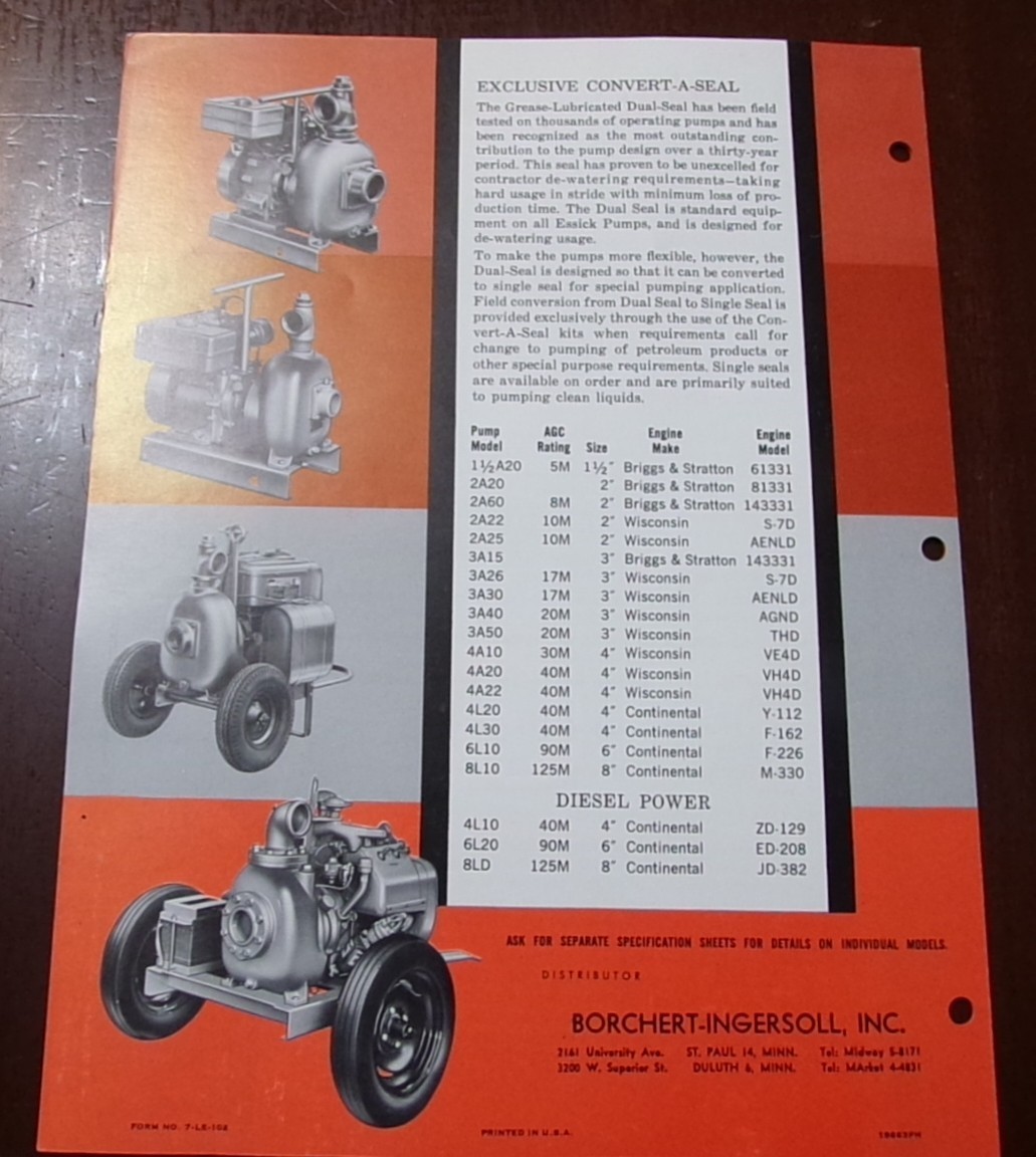 Essick Roller, Pumps Sales/Specifications Brochures 5 items, 1960-1965