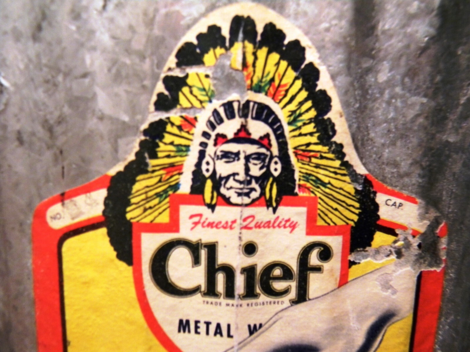 VINTAGE HAND BUCKET INDIAN LABEL 11 INCH TALL ZINC COATED WITH HANDEL PAIL