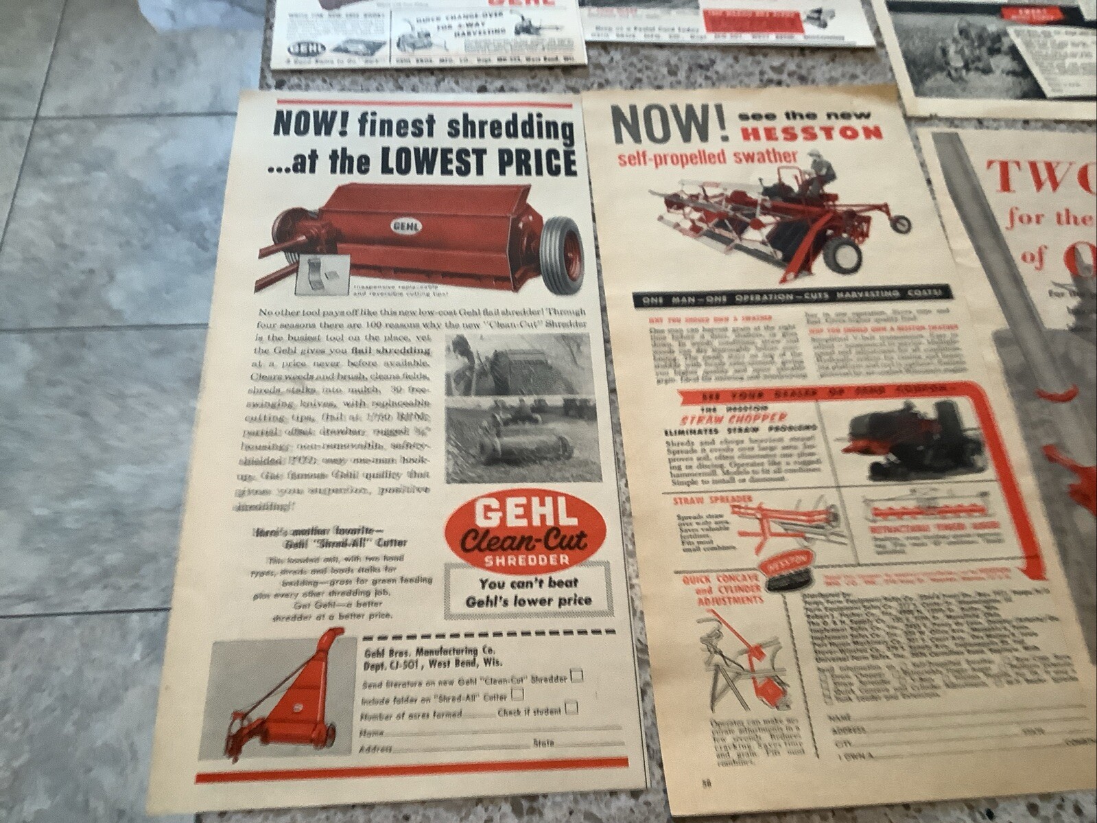 Lot of 12 Gehl Farming Agricultural Advertisement Tractor Farm Print Ads 1950-70