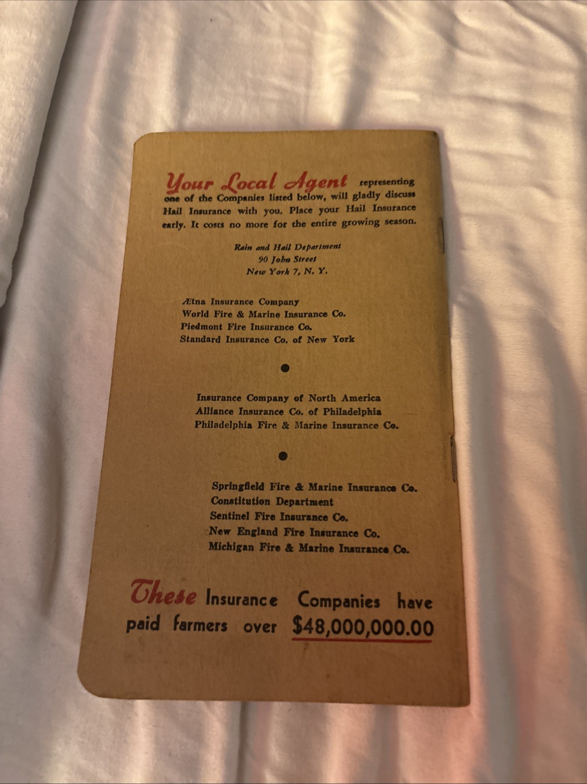 Vintage 1950 Master Farmer Ledger Unused Rain And Hall Insurance Bureau